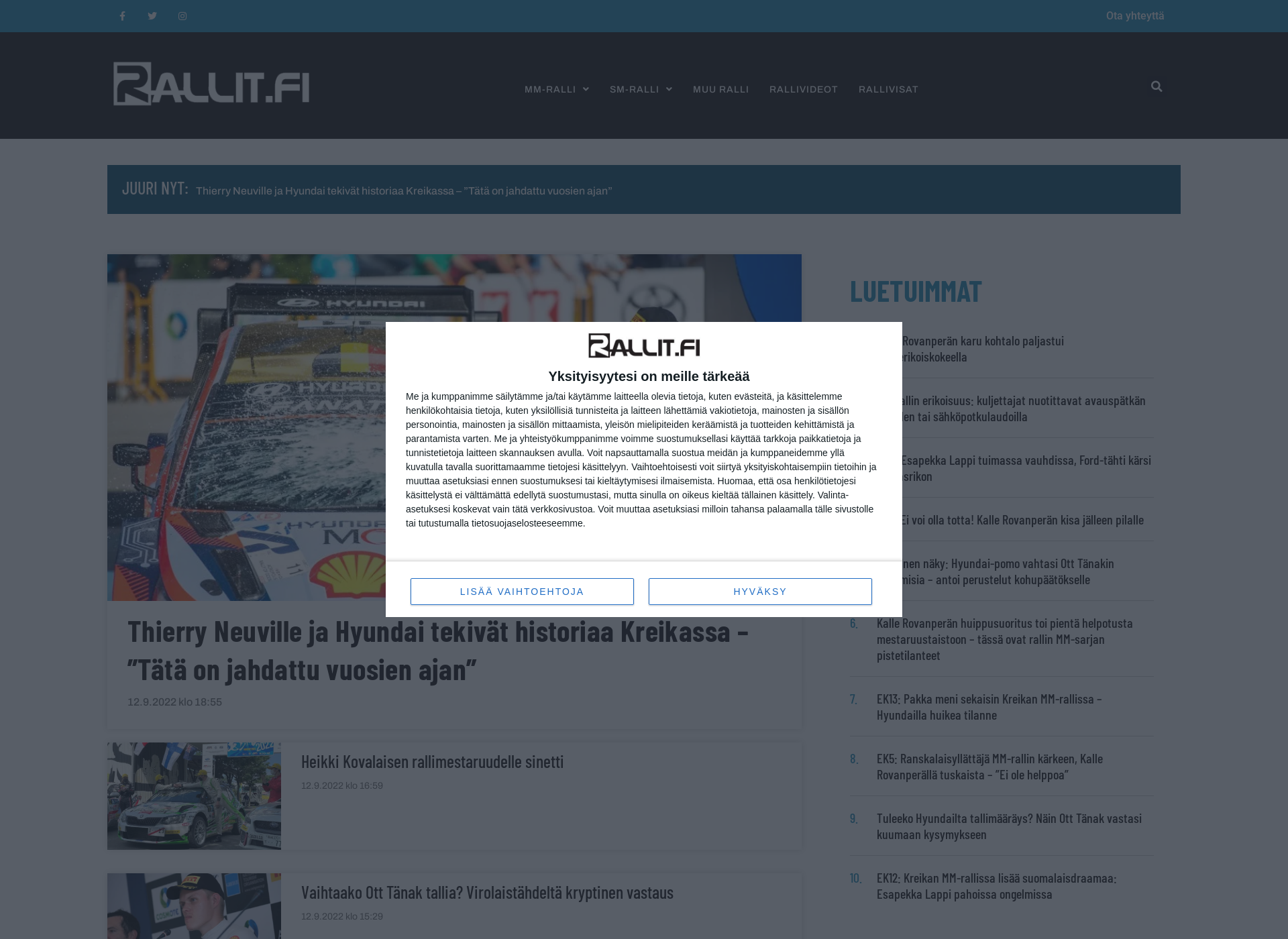 Screenshot for rallit.fi