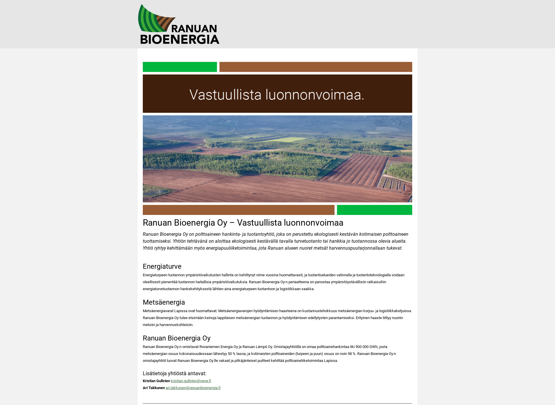 Skärmdump för ranuanbioenergia.fi