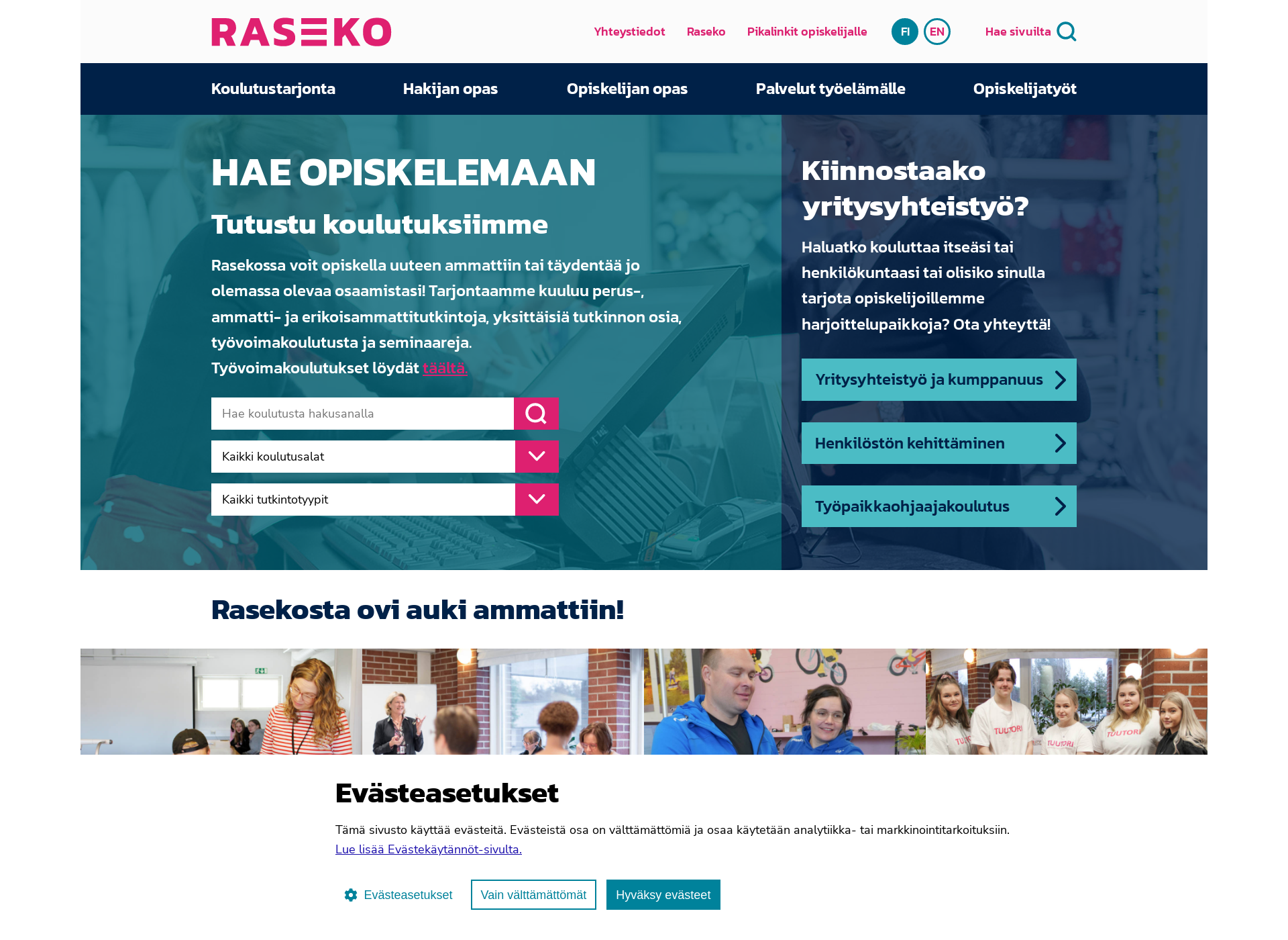 Skärmdump för raseko.fi