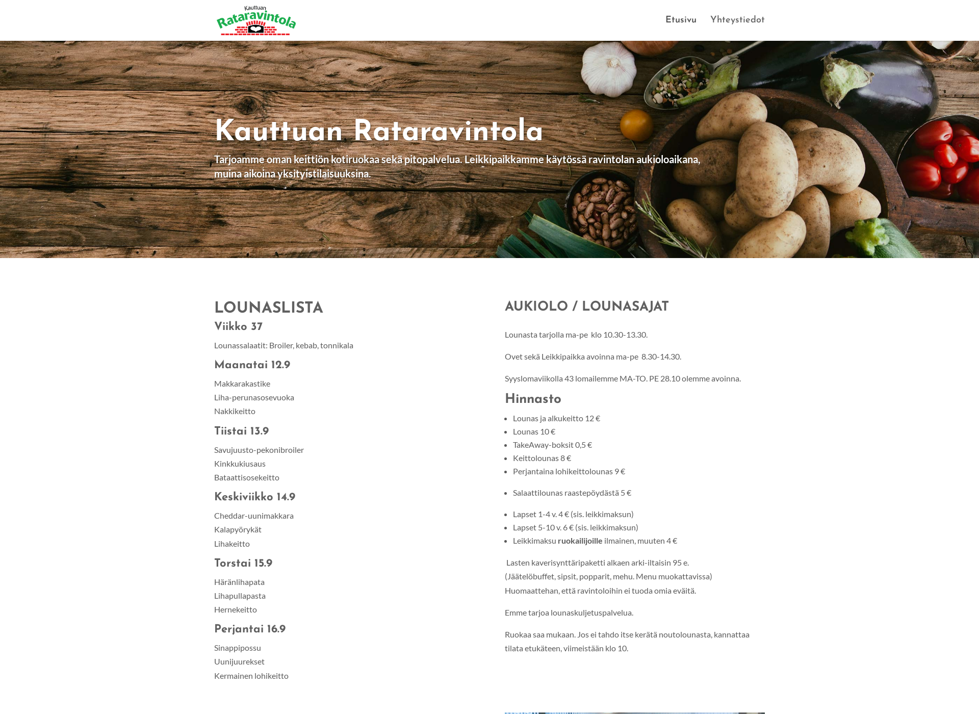 Skärmdump för rataravintola.fi