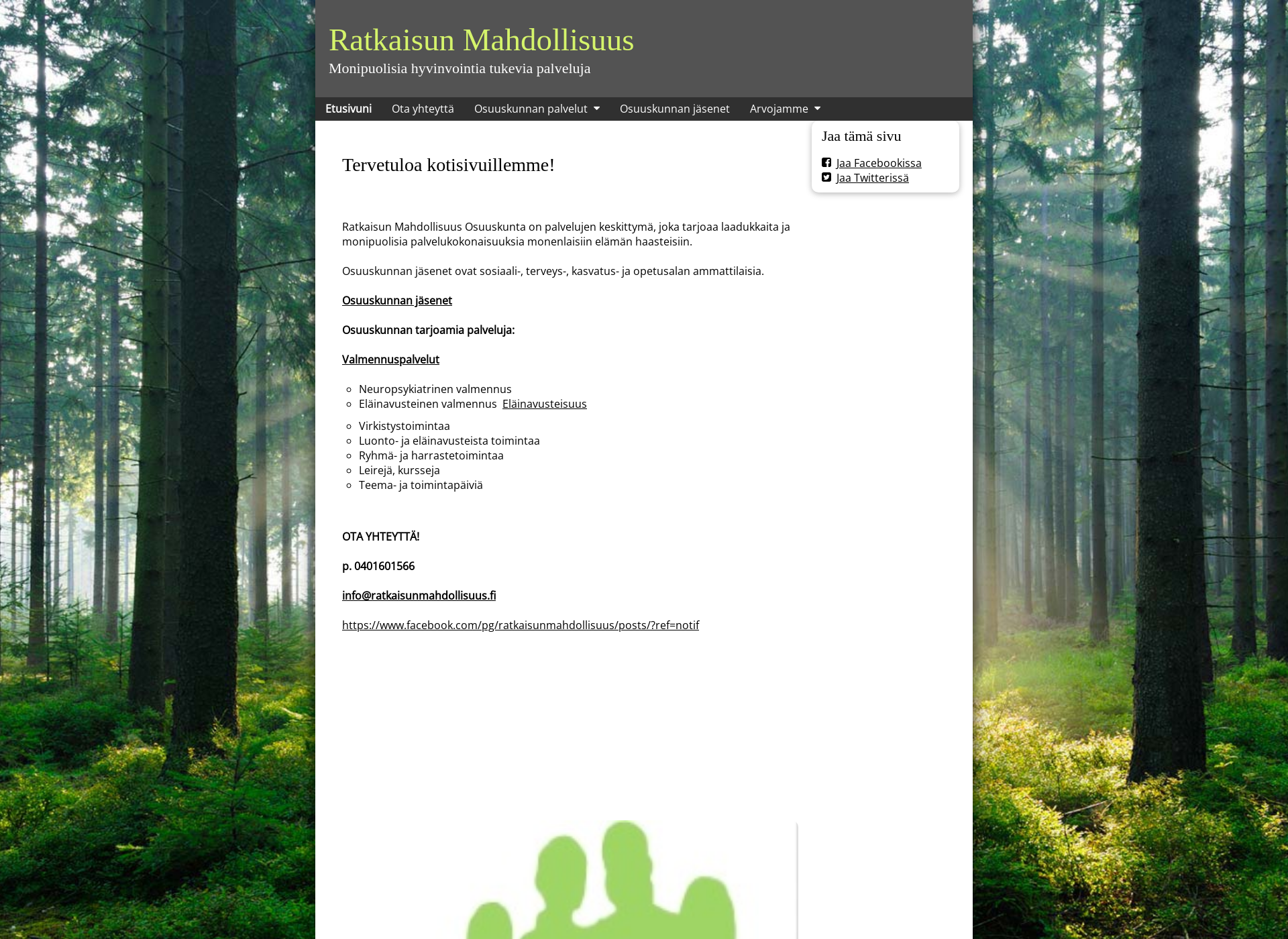 Skärmdump för ratkaisunmahdollisuus.fi
