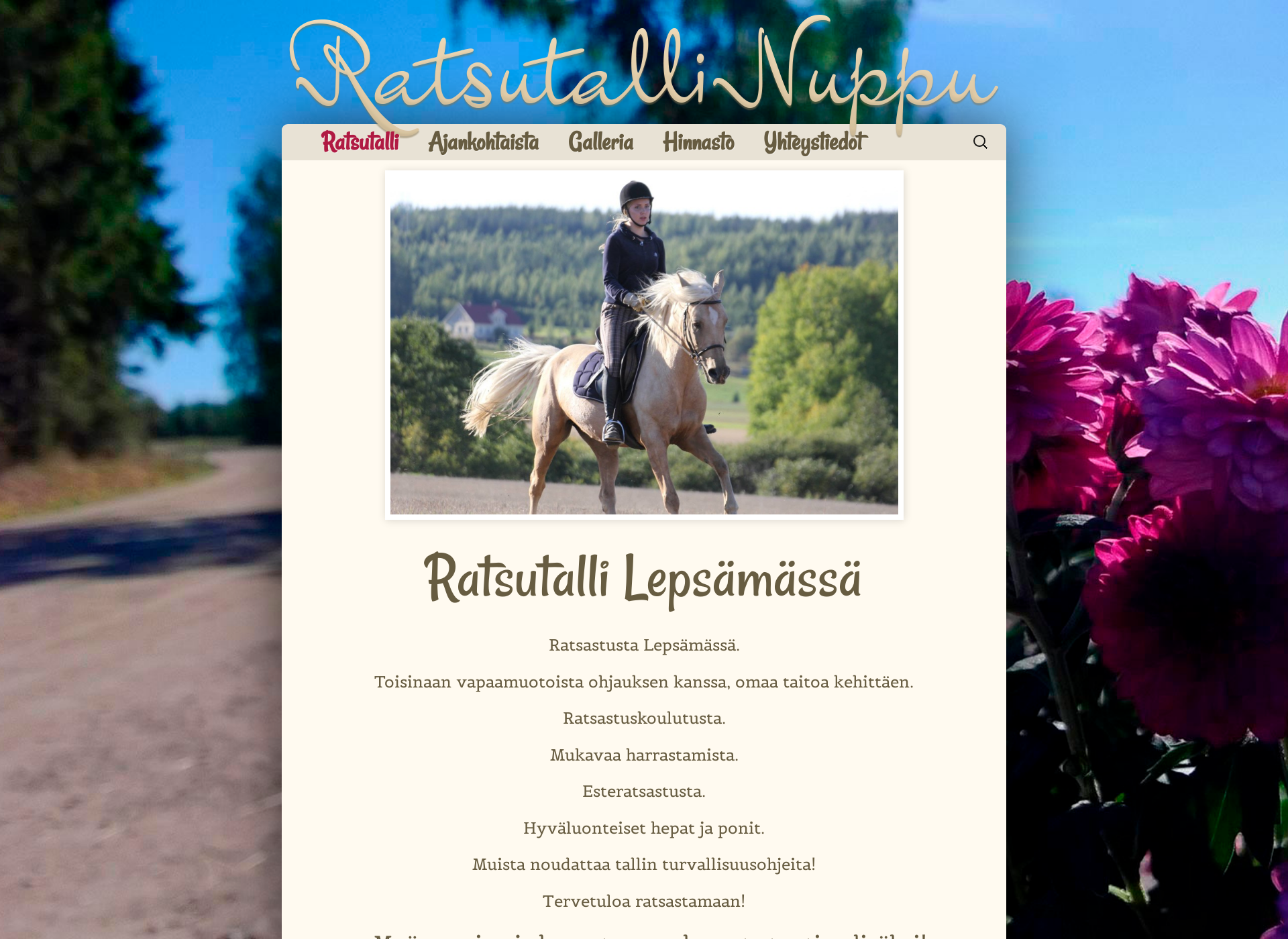 Skärmdump för ratsutallinuppu.fi