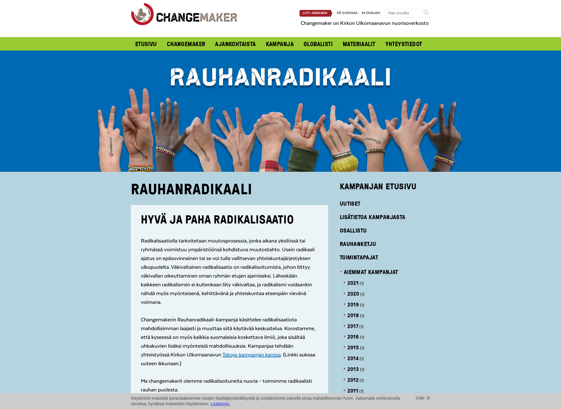 Screenshot for rauhanradikaali.fi
