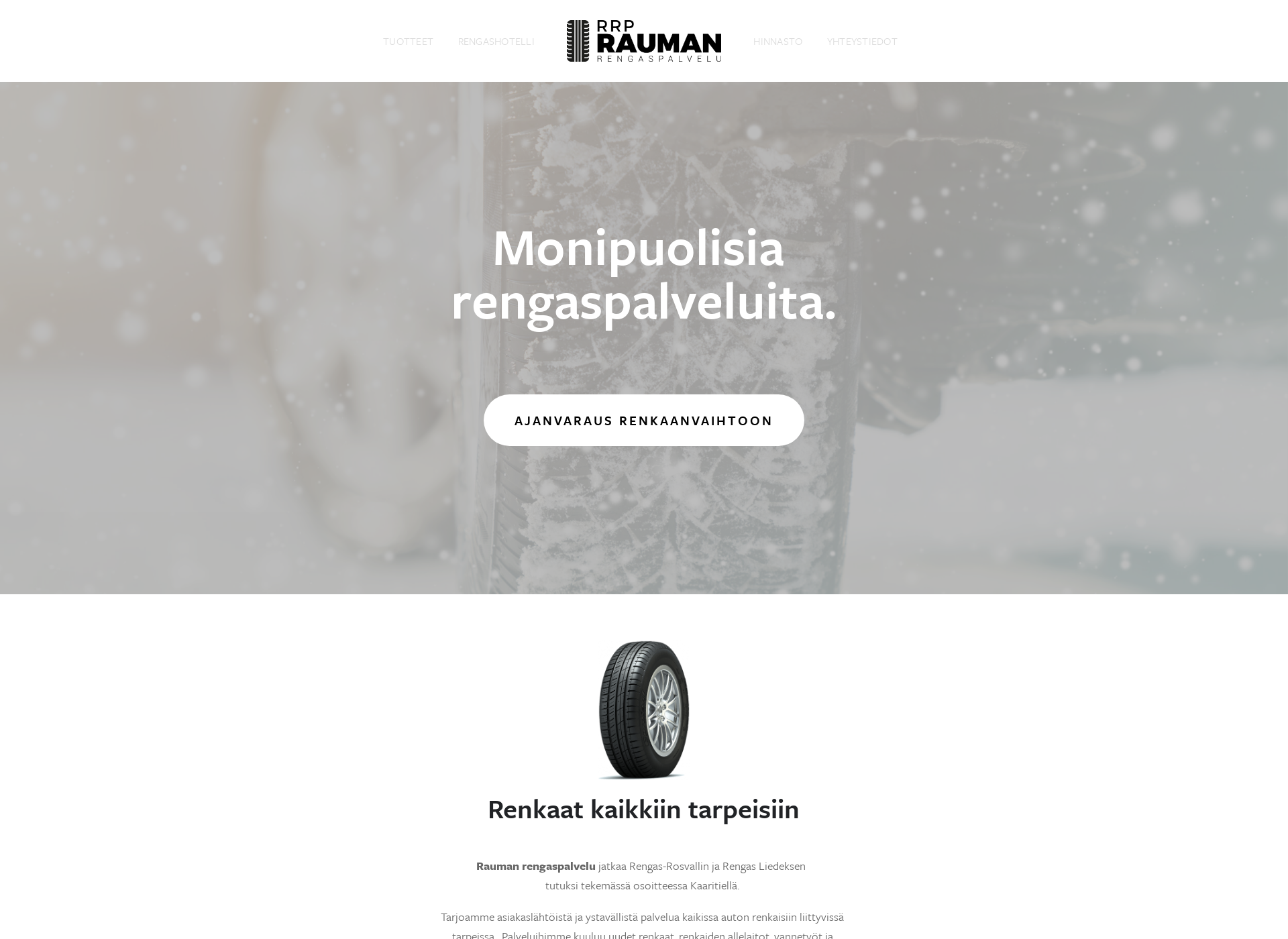Skärmdump för raumanrengaspalvelu.fi