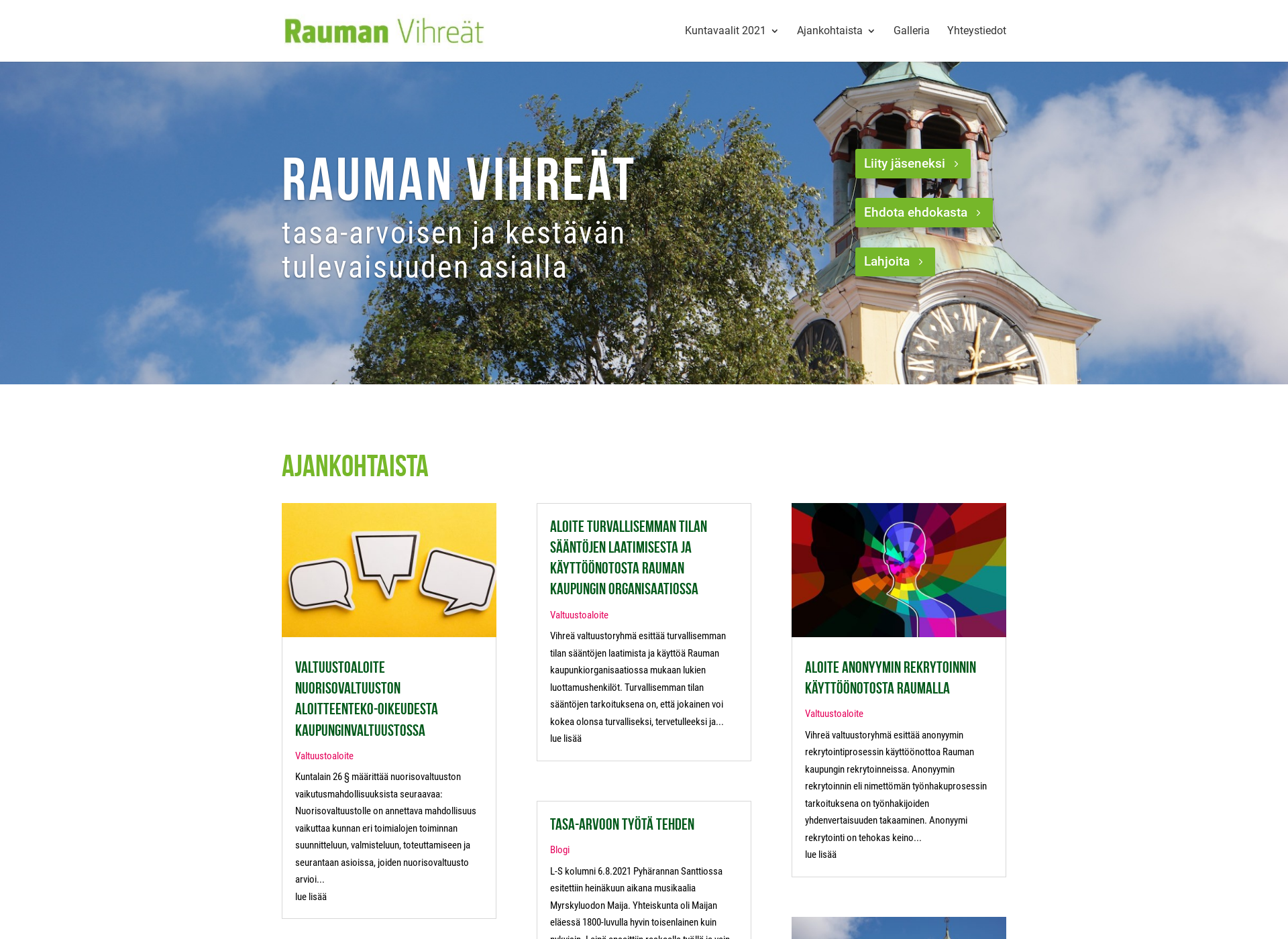 Screenshot for raumanvihreat.fi