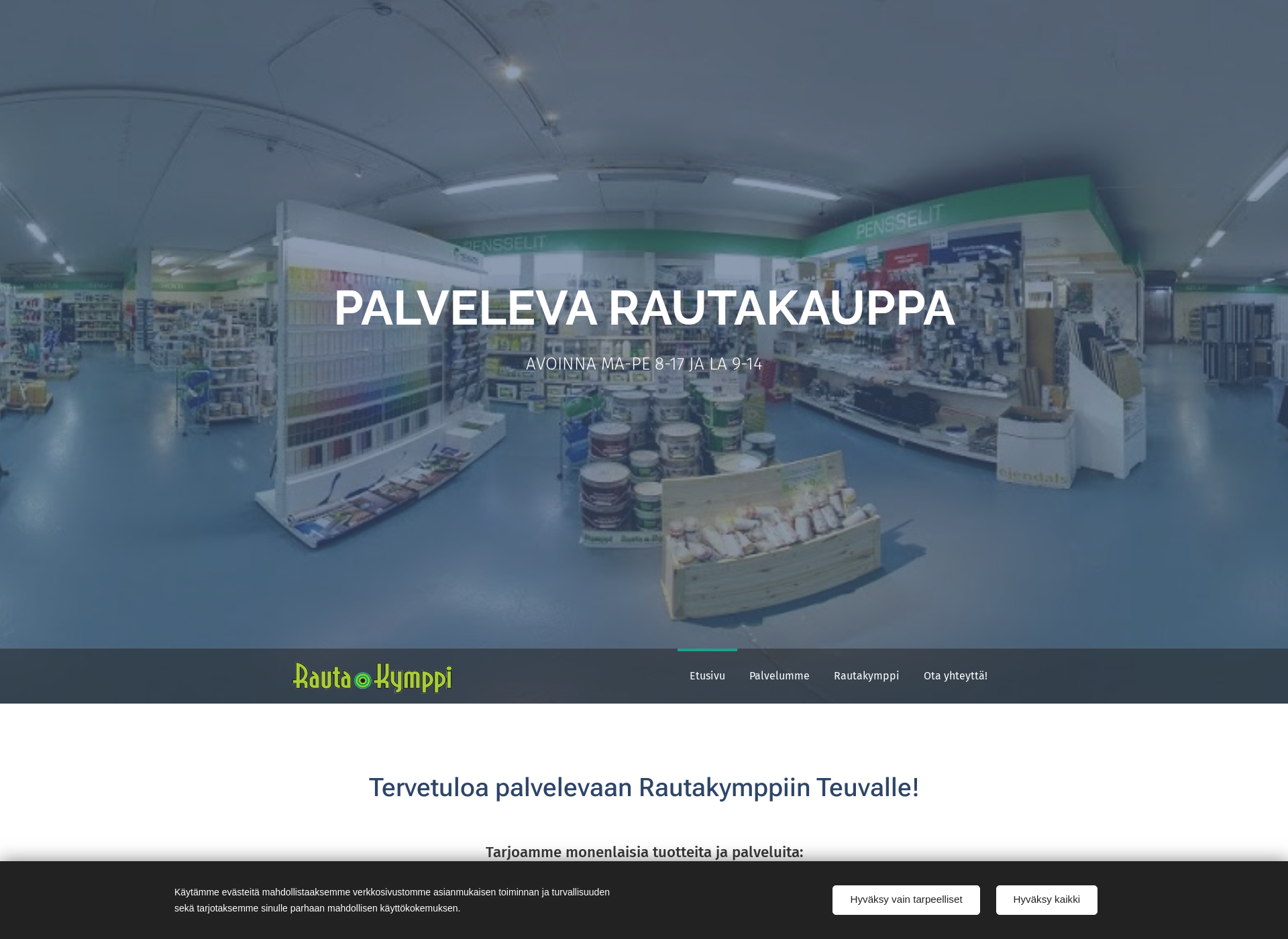 Skärmdump för rautakymppi.fi