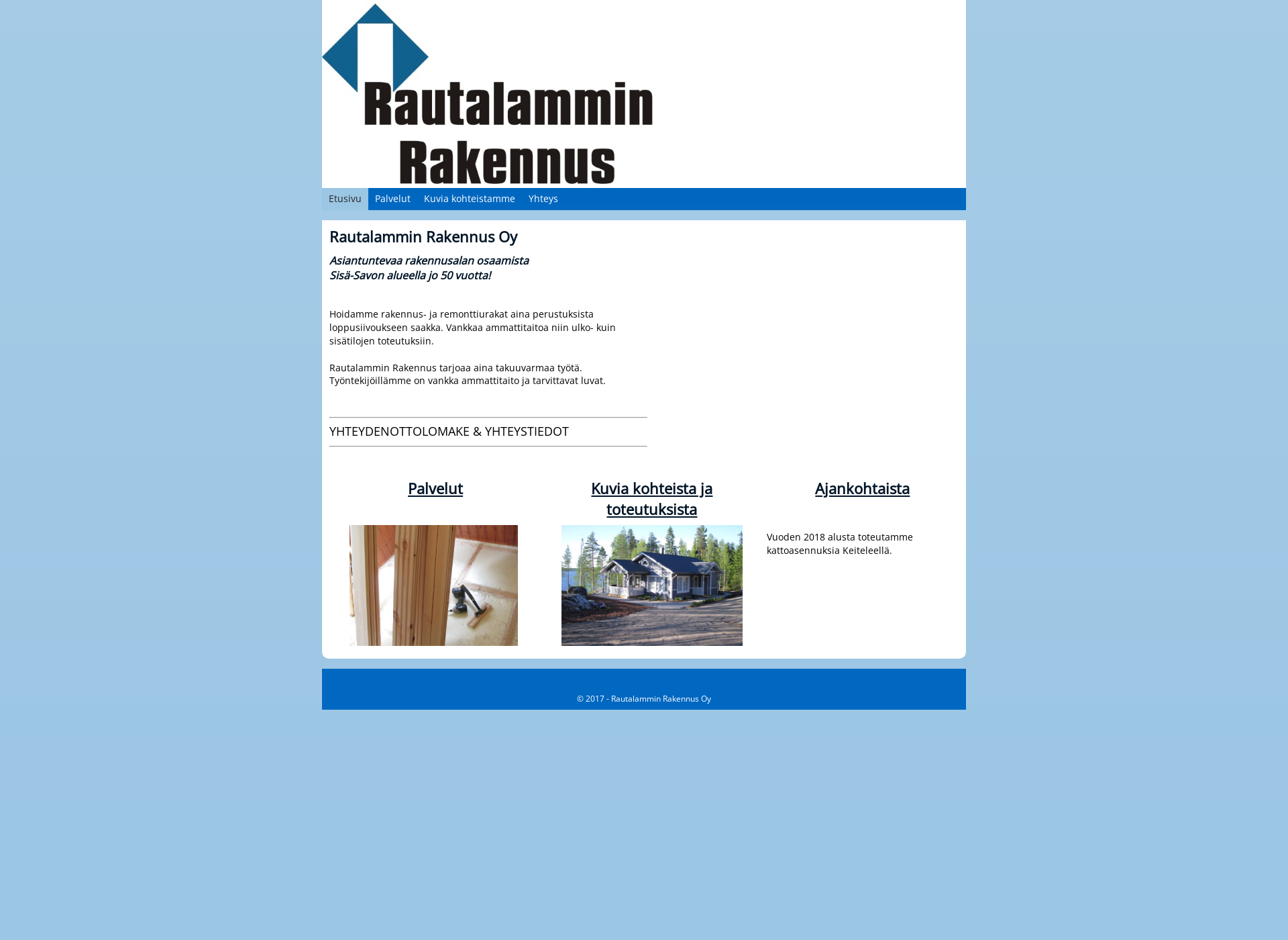 Skärmdump för rautalamminrakennus.fi