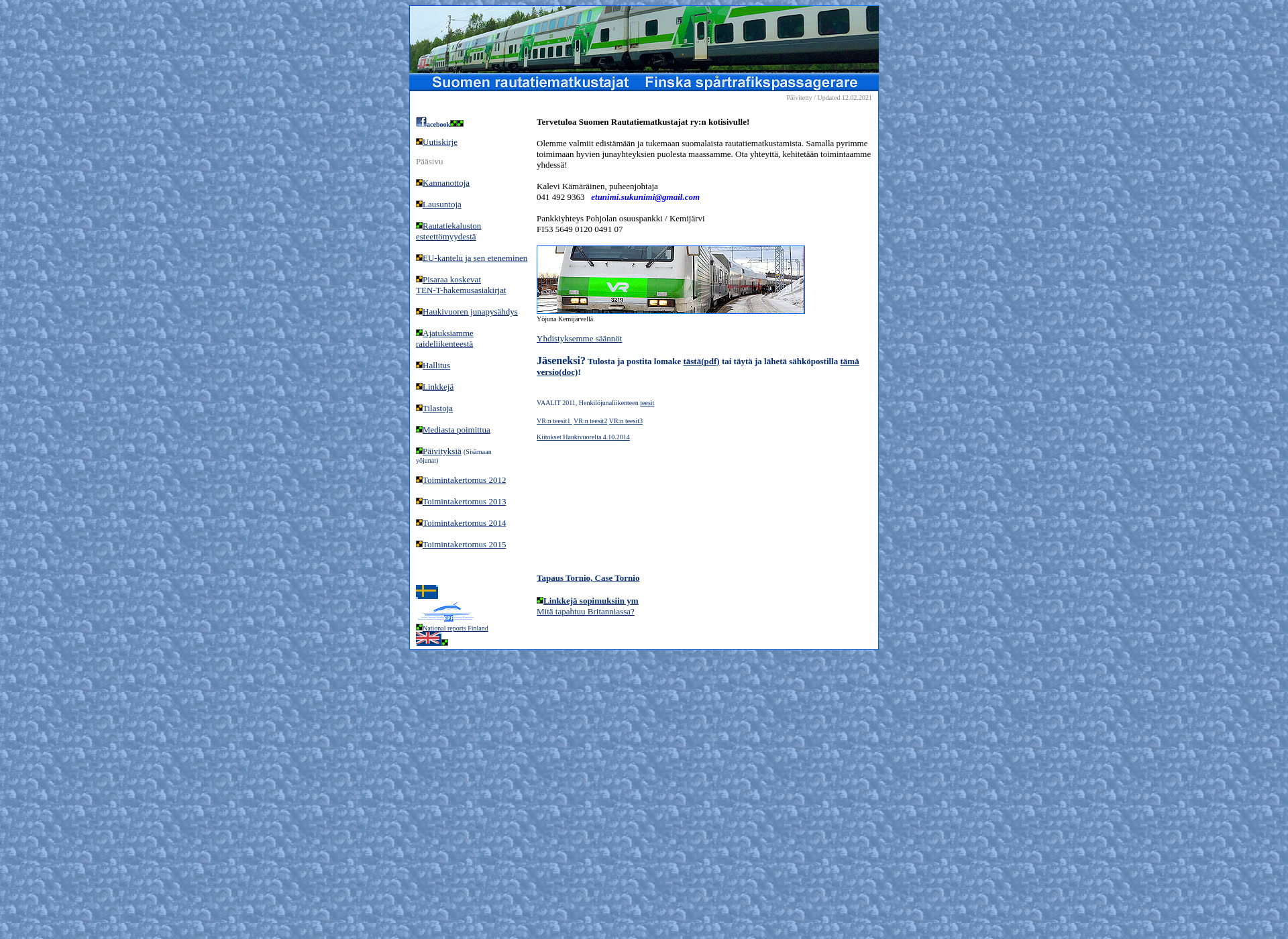 Screenshot for rautatiematkustajat.fi