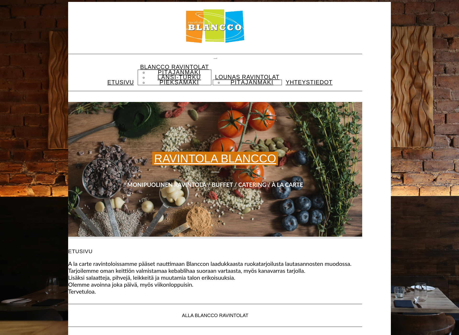 Screenshot for ravintolablancco.com