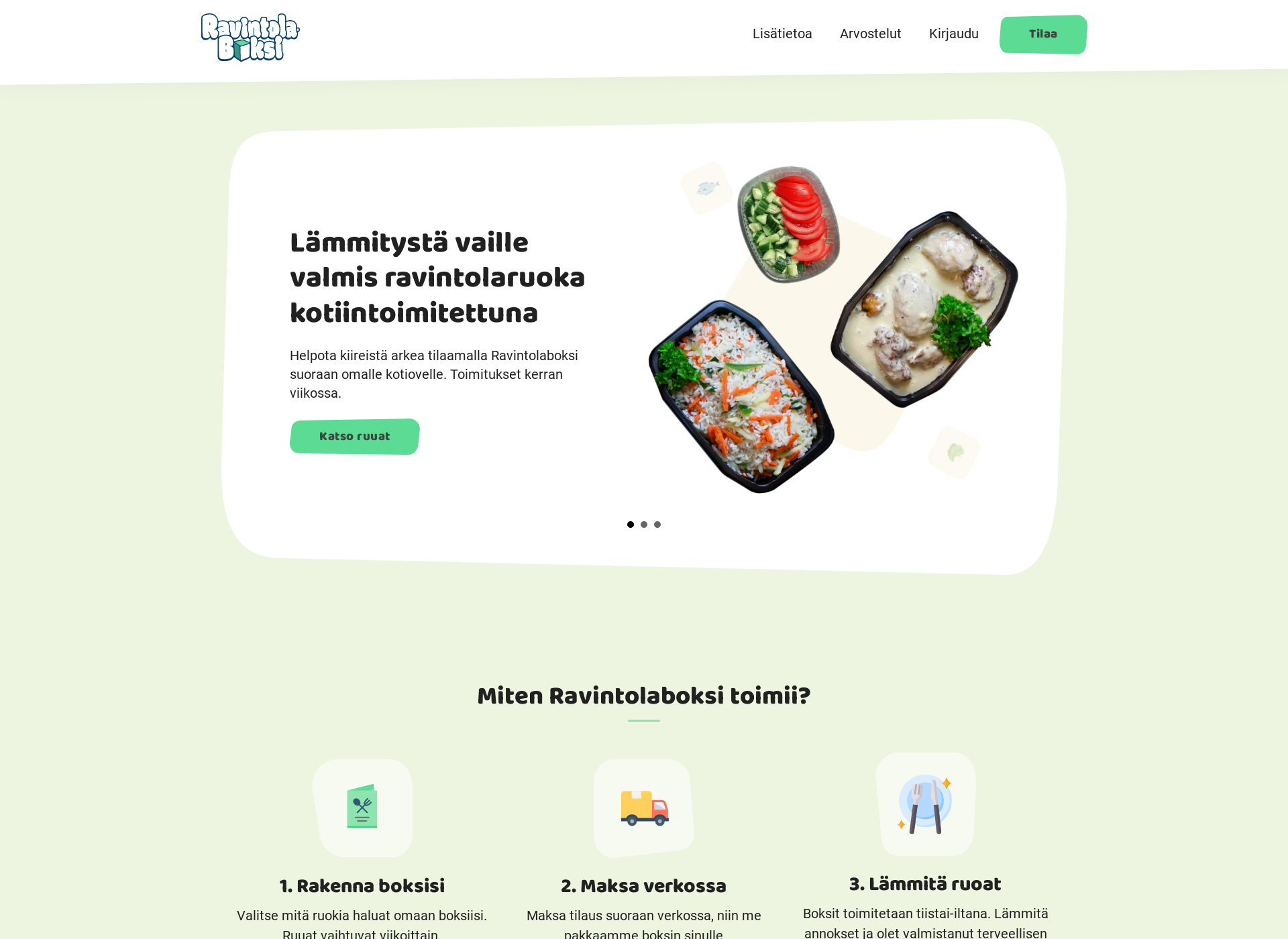 Skärmdump för ravintolaboxi.fi