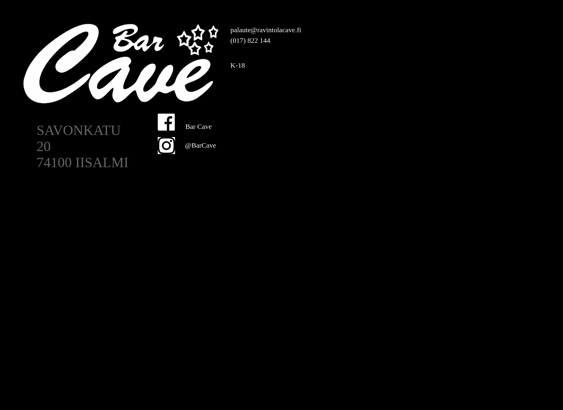 Skärmdump för ravintolacave.fi