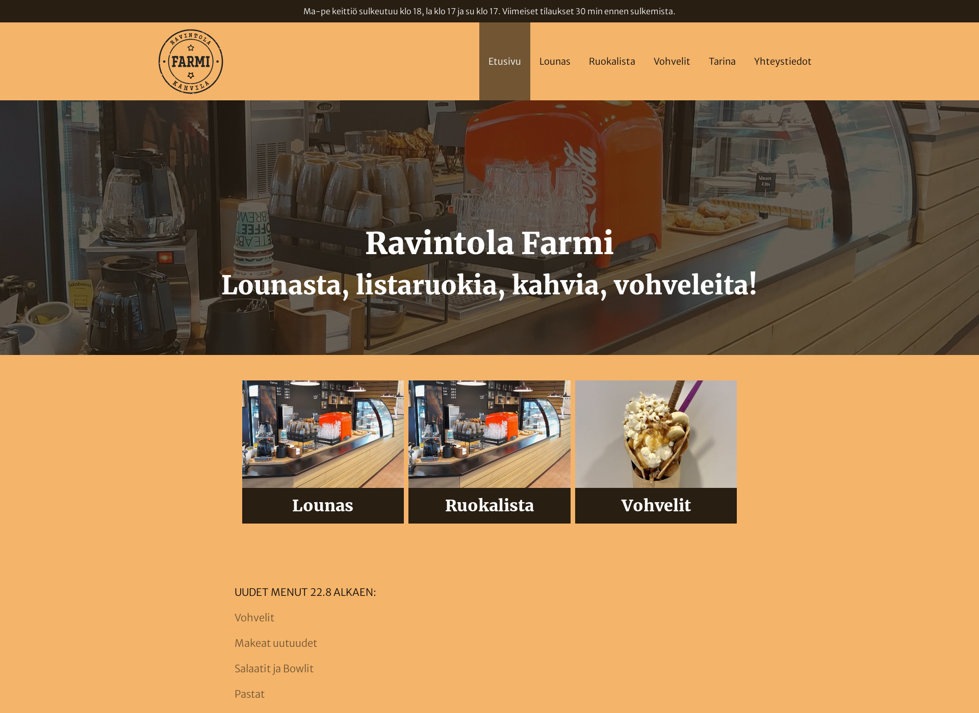 Screenshot for ravintolafarmi.fi