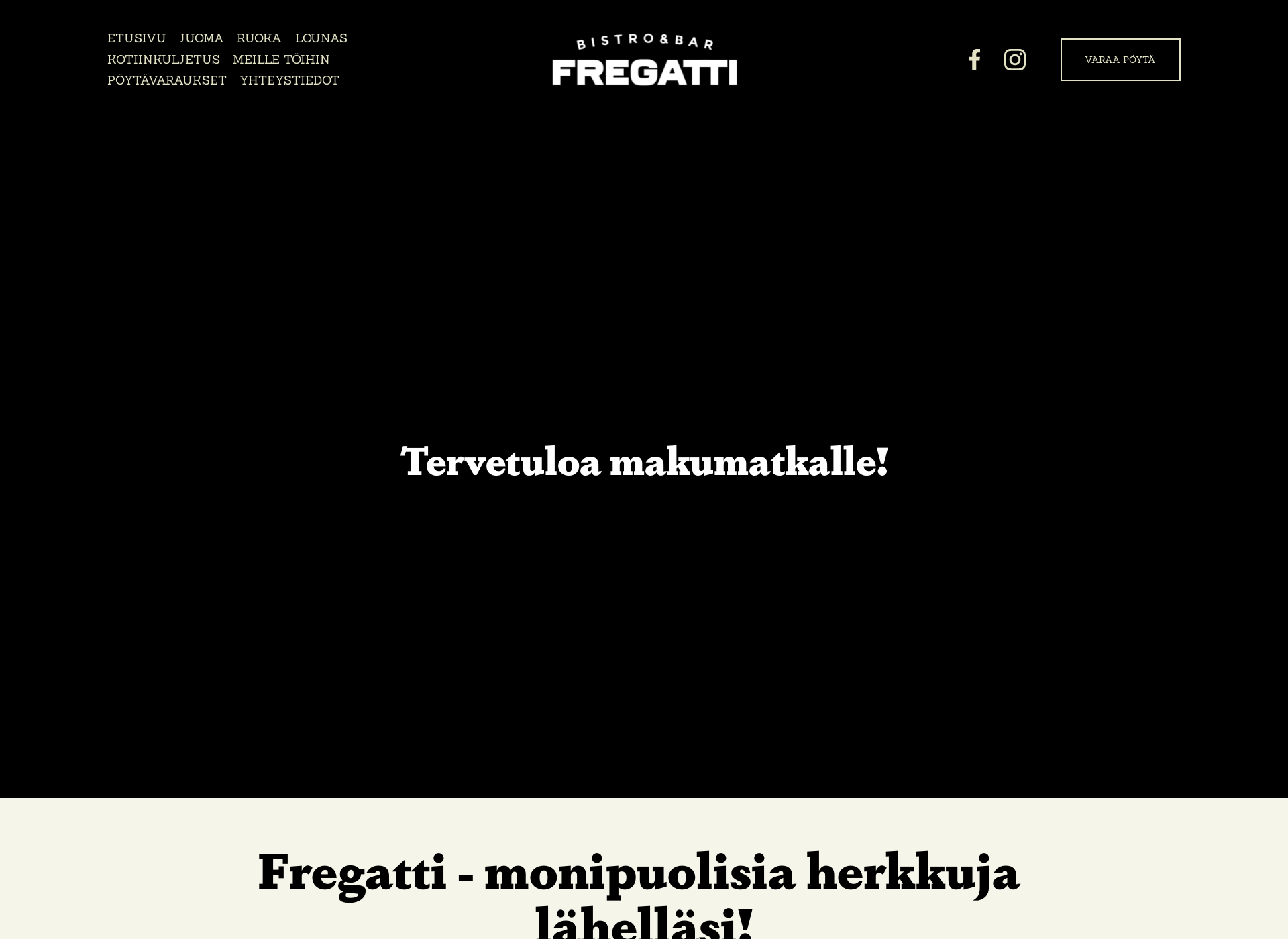 Skärmdump för ravintolafregatti.fi