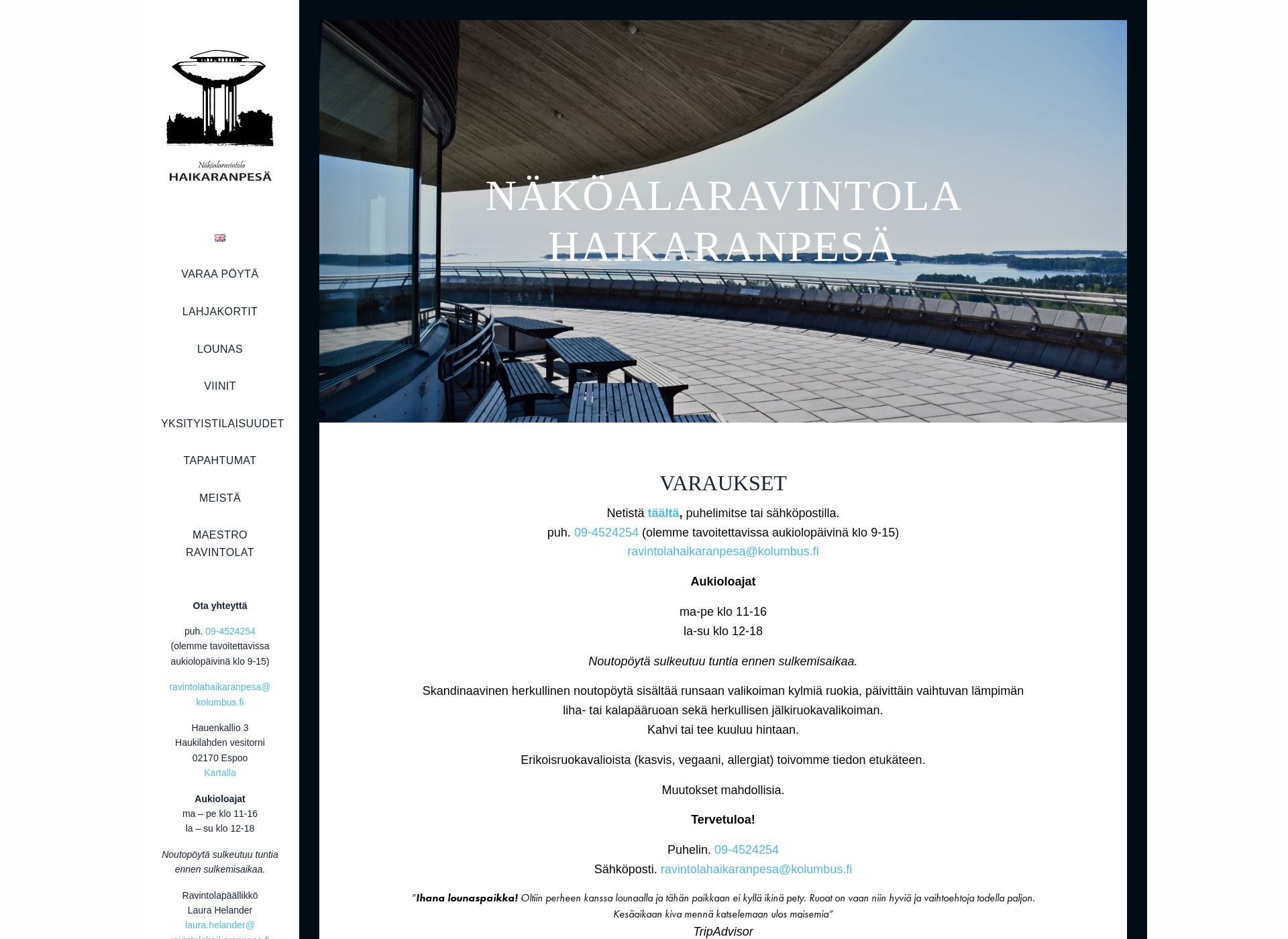 Screenshot for ravintolahaikaranpesa.fi