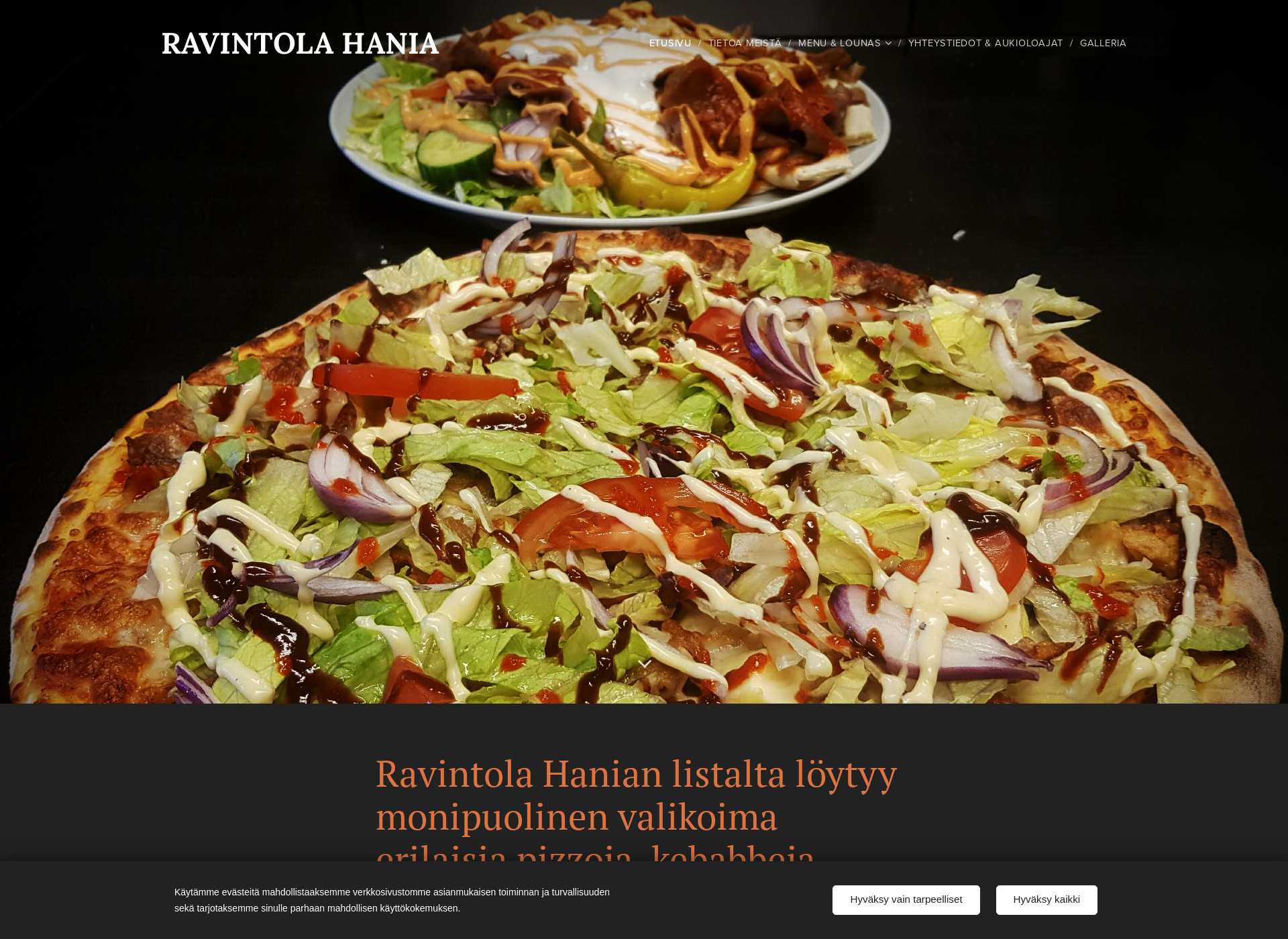 Skärmdump för ravintolahania.fi