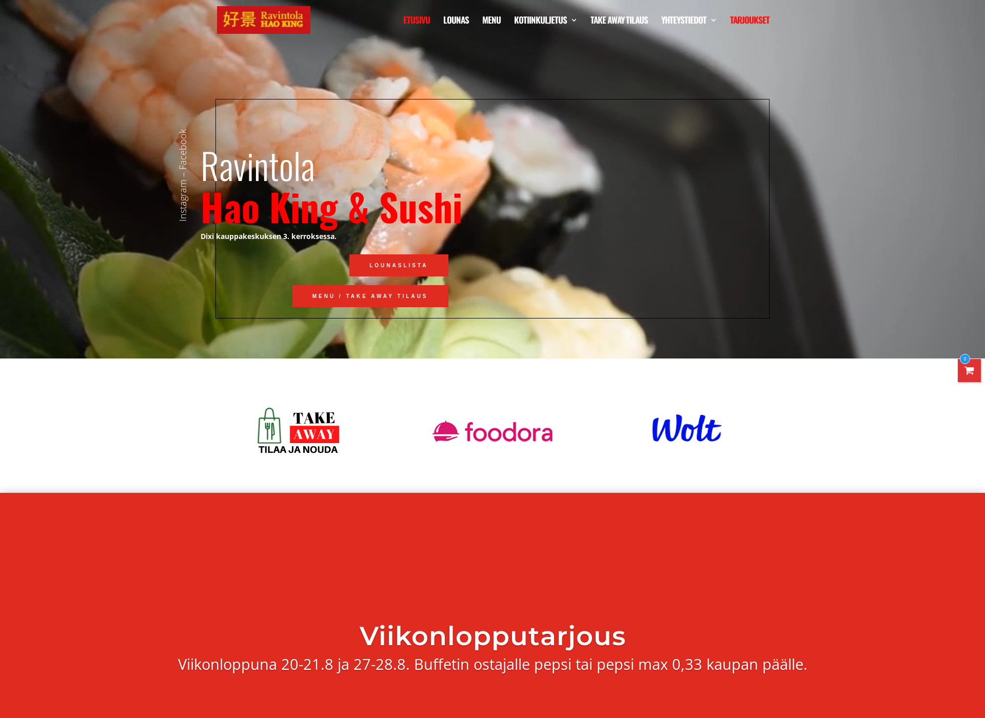 Skärmdump för ravintolahaoking.fi