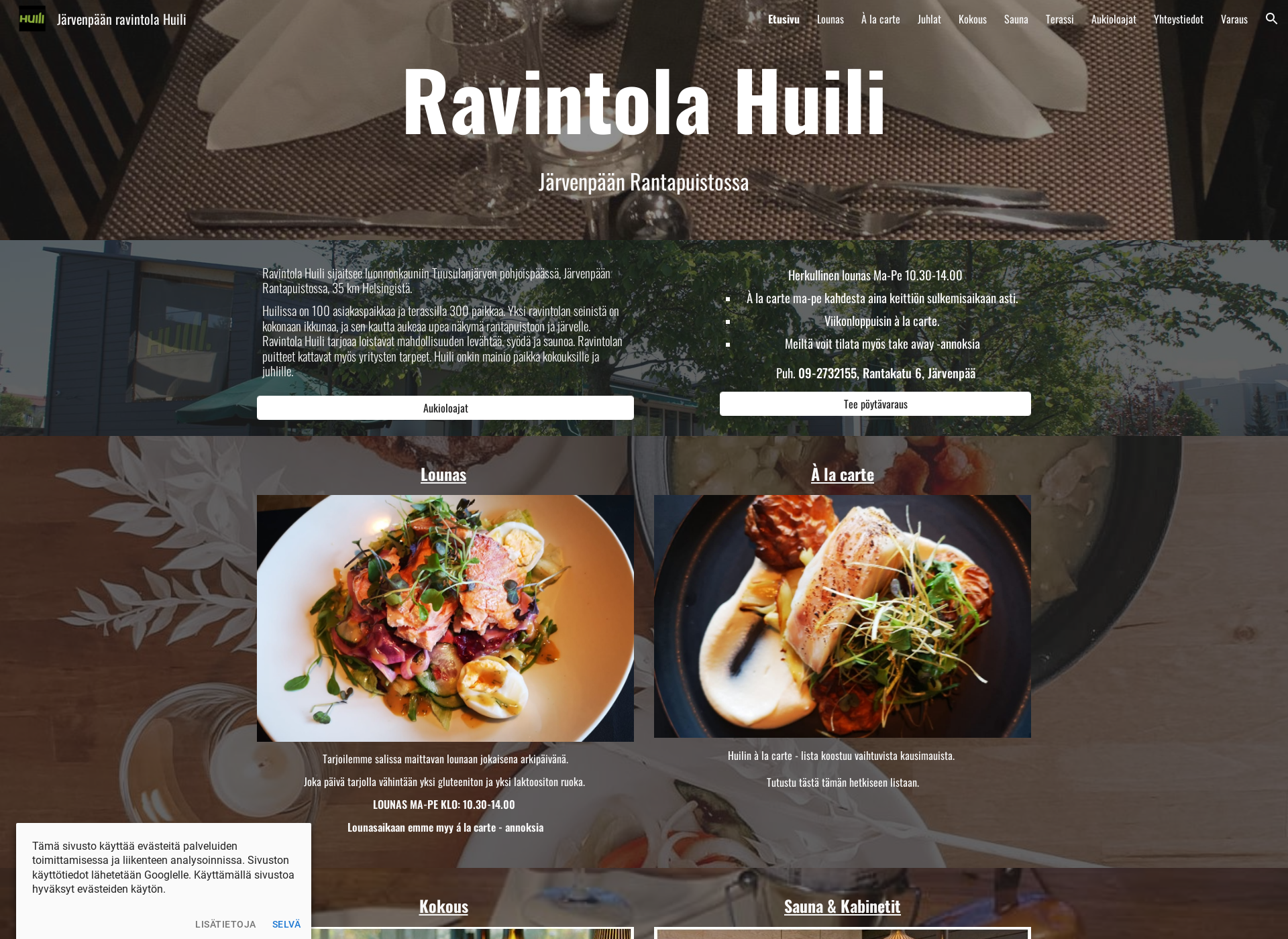 Skärmdump för ravintolahuili.fi