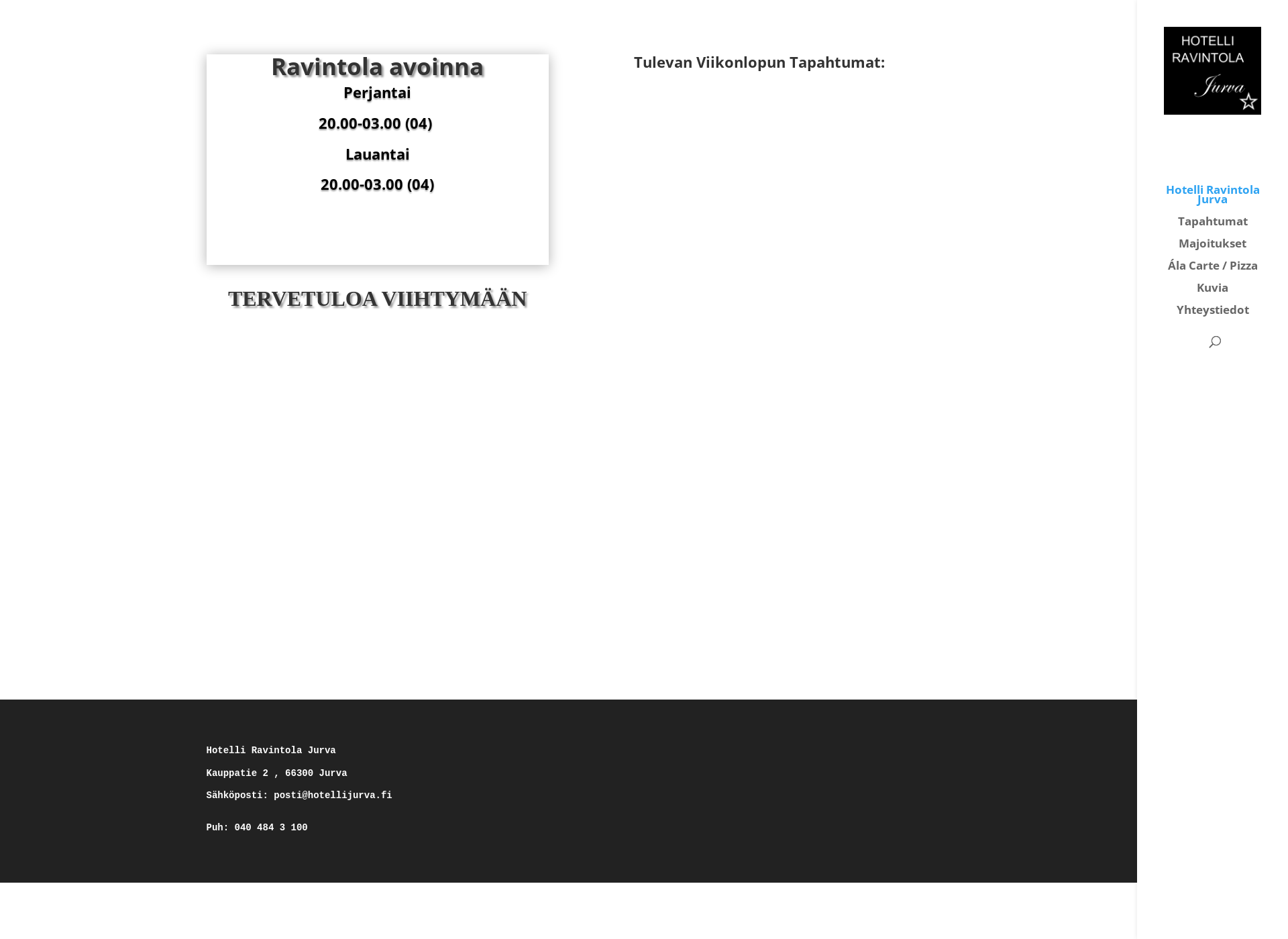Skärmdump för ravintolajurva.fi