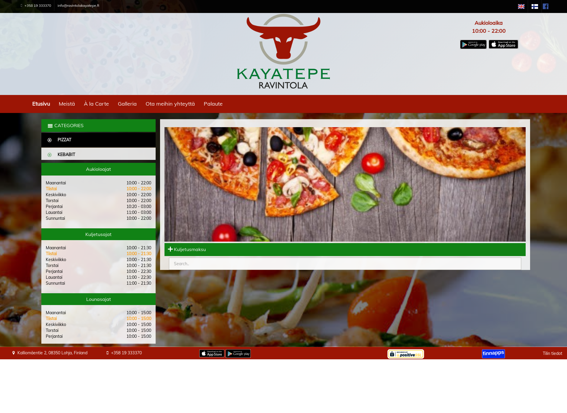 Screenshot for ravintolakayatepe.fi