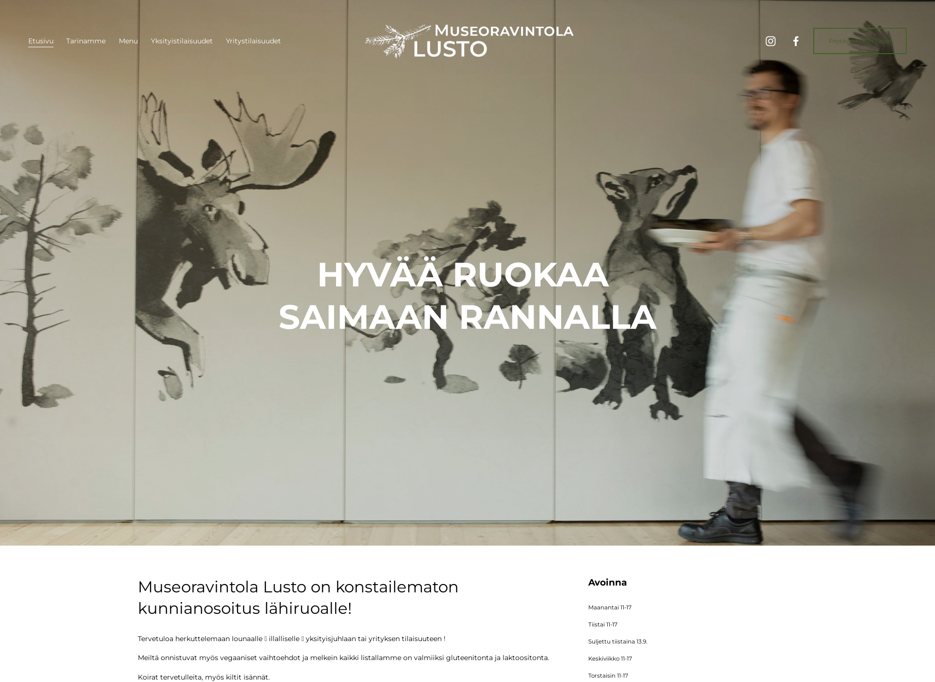 Skärmdump för ravintolalusto.fi
