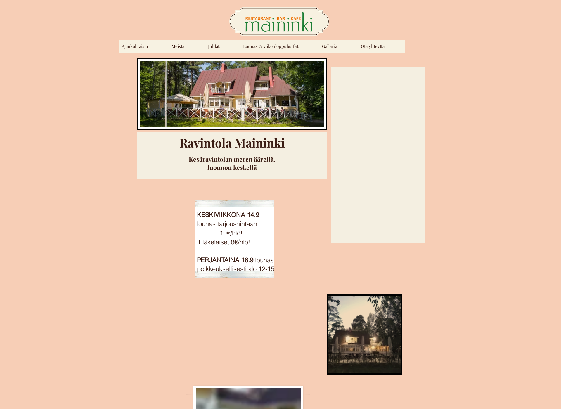 Screenshot for ravintolamaininki.fi