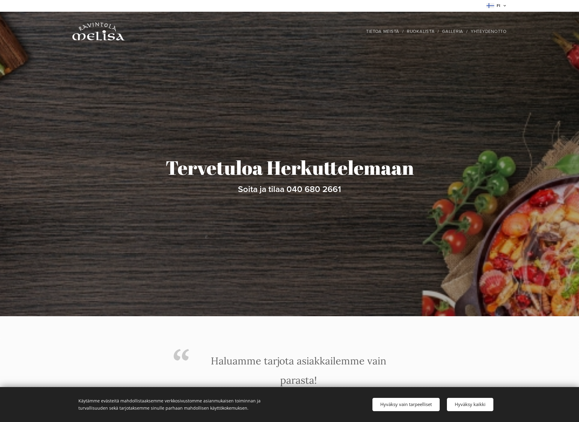 Skärmdump för ravintolamelisa.fi