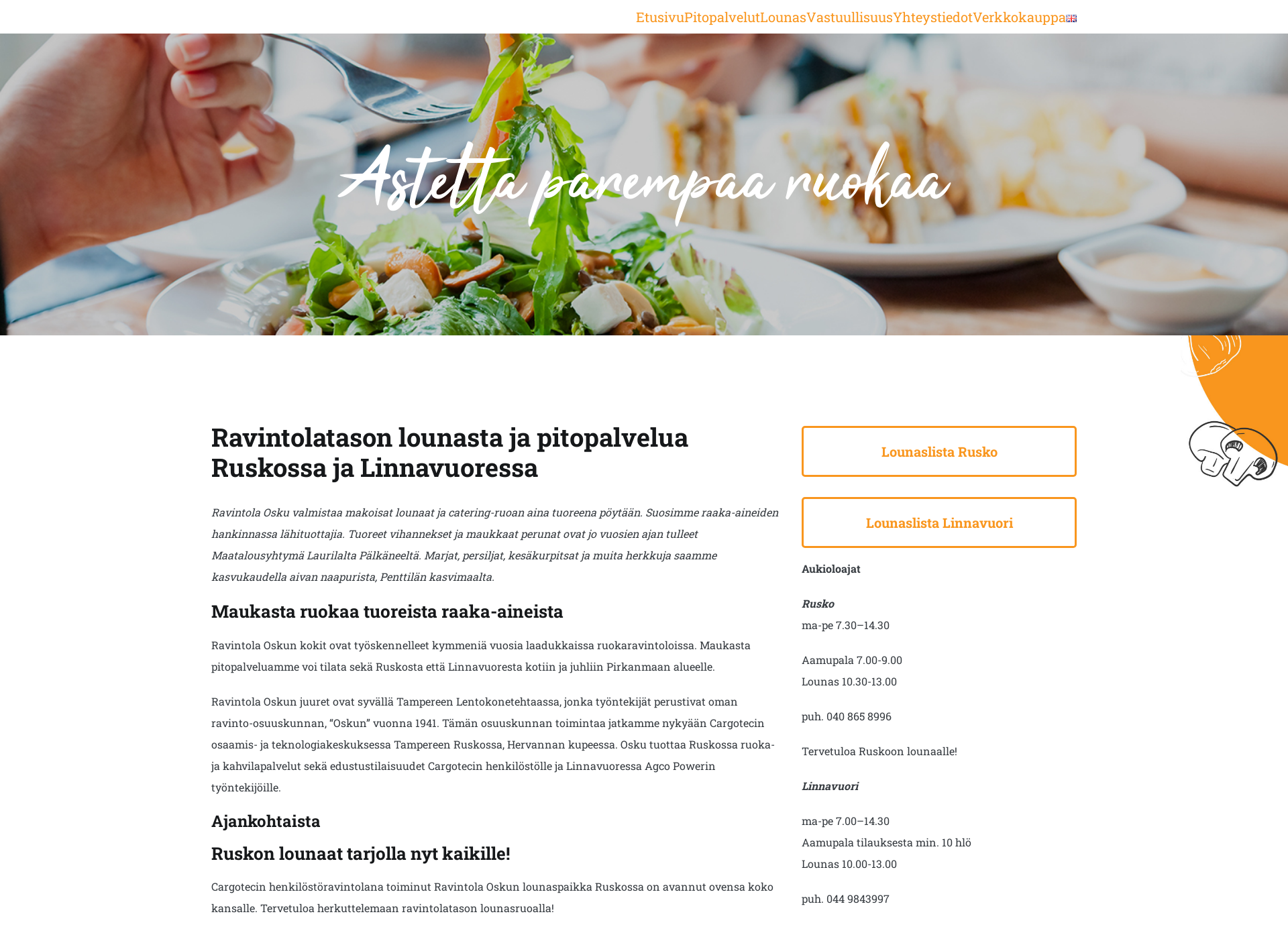 Screenshot for ravintolaosku.fi