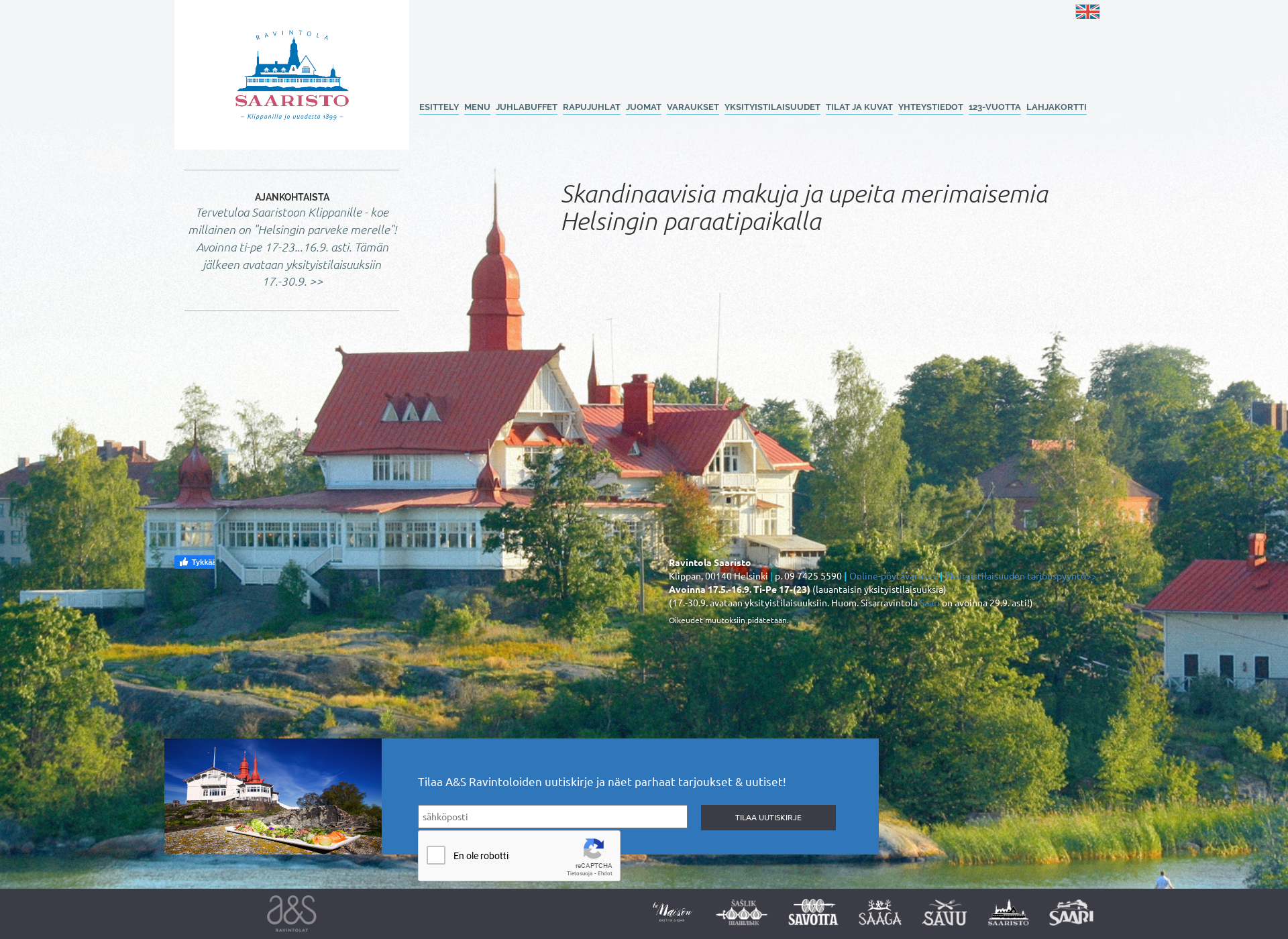 Screenshot for ravintolasaaristo.fi