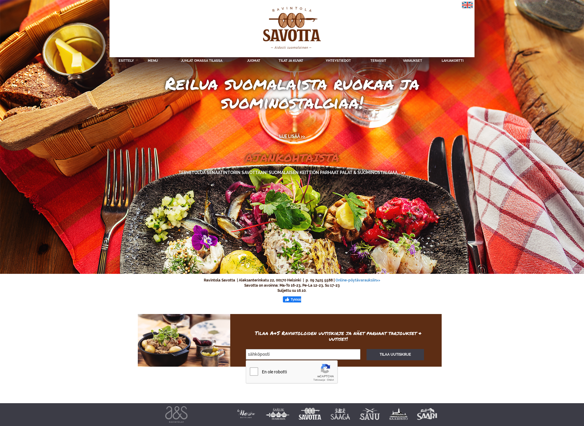 Screenshot for ravintolasavotta.fi