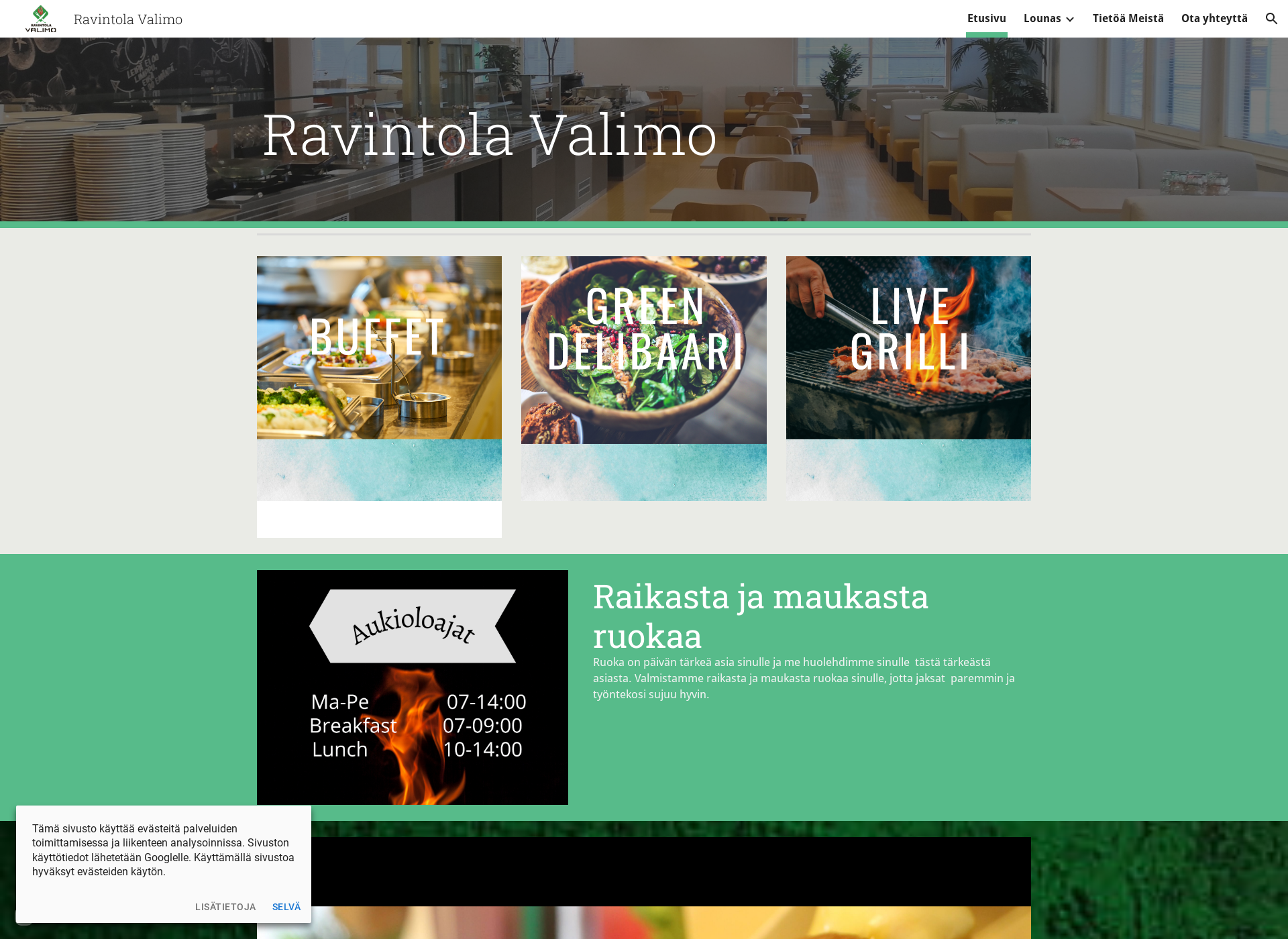 Skärmdump för ravintolavalimo.fi