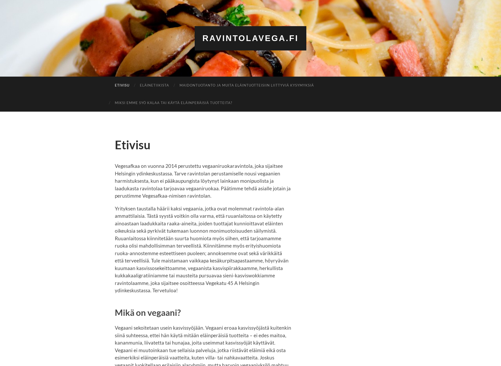 Skärmdump för ravintolavega.fi