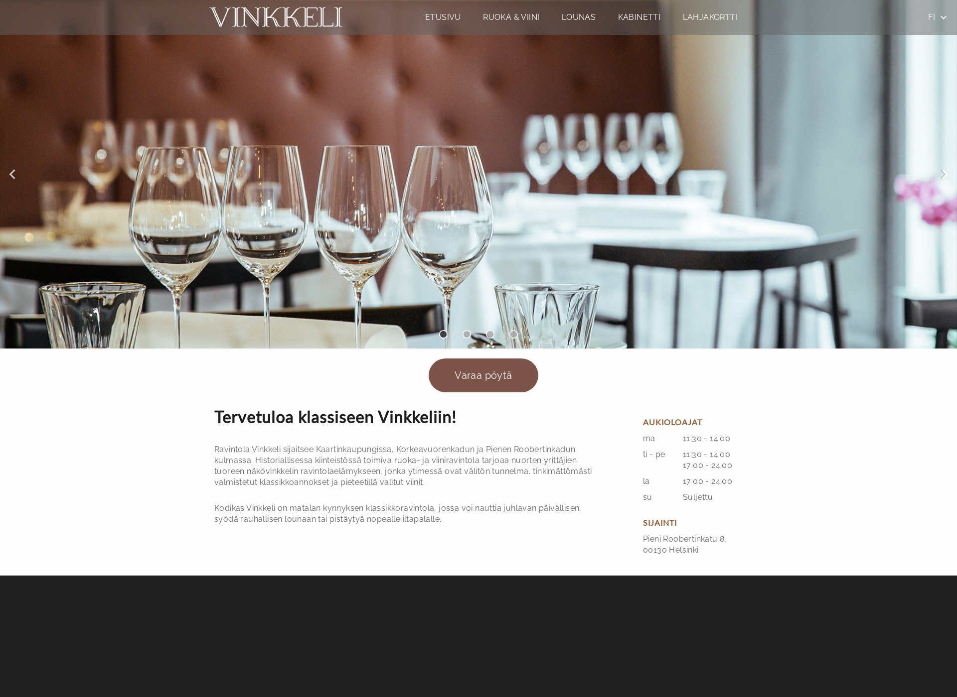 Screenshot for ravintolavinkel.fi