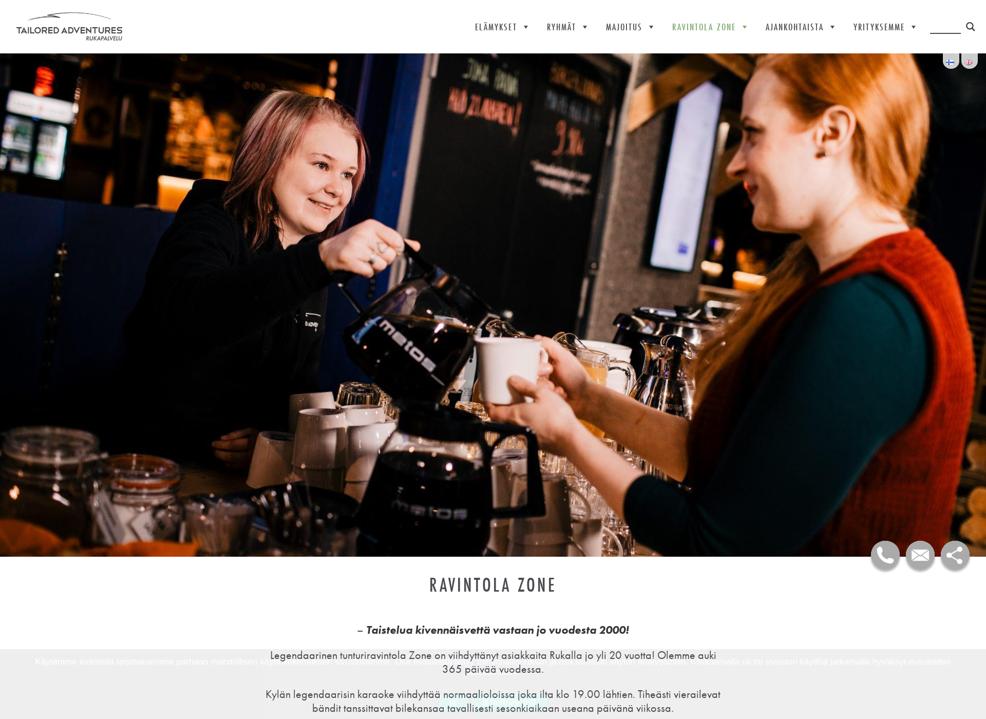 Skärmdump för ravintolazone.fi