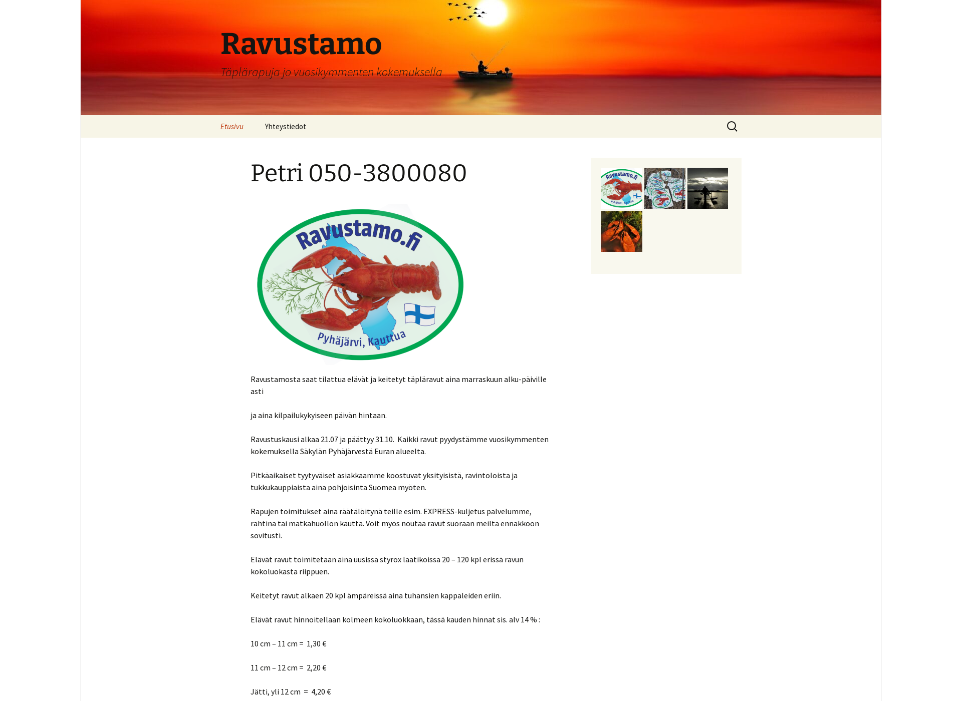 Skärmdump för ravustamo.fi