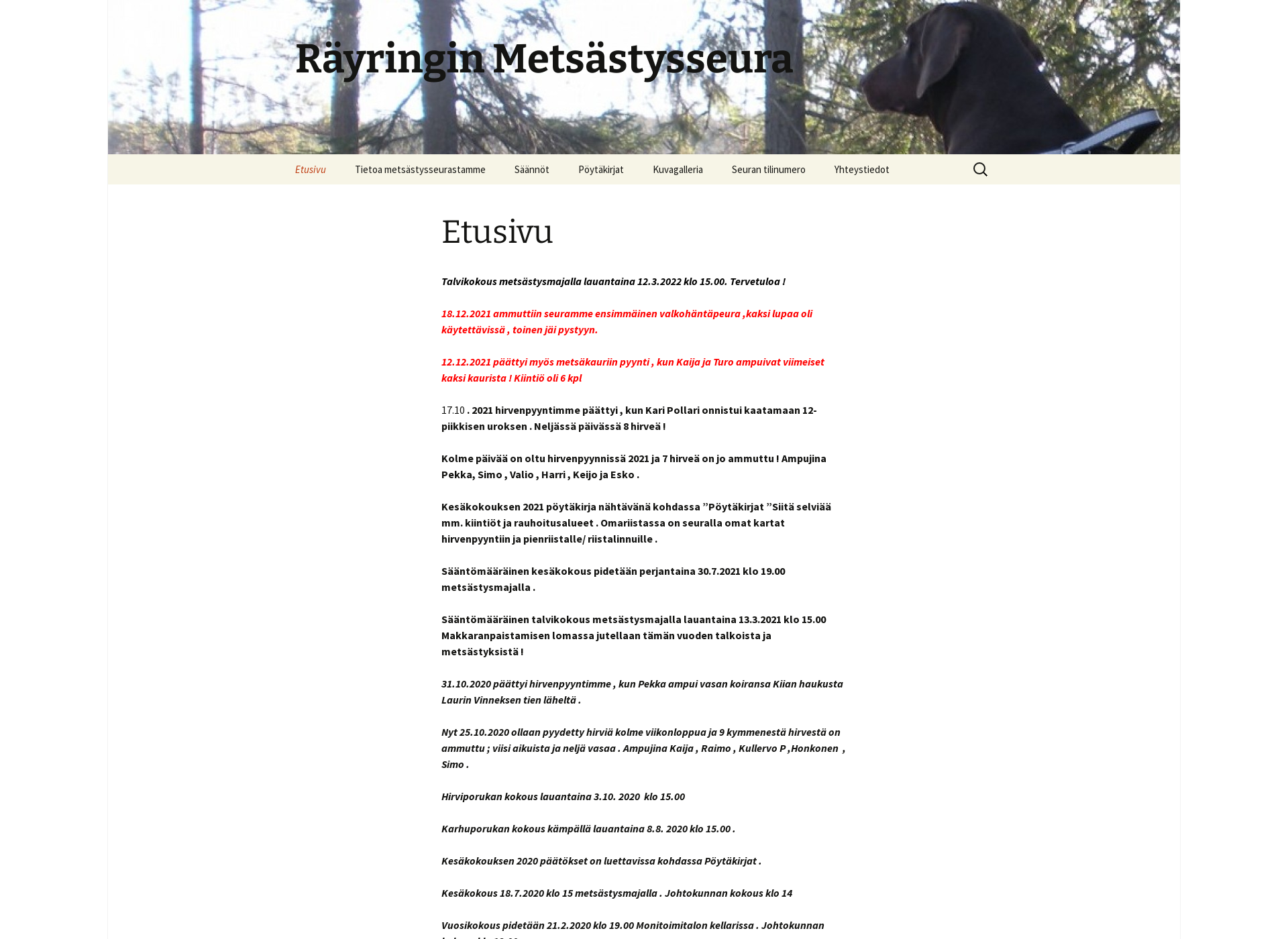 Screenshot for rayringinmetsastysseura.fi