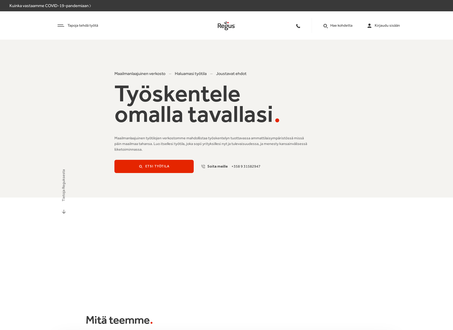 Screenshot for regus.fi