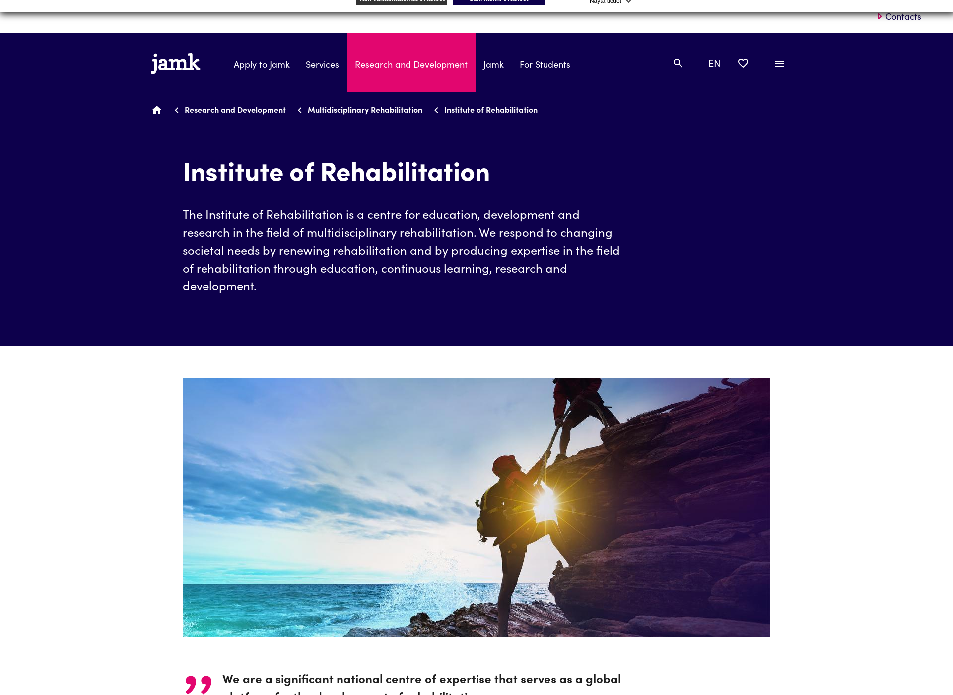 Skärmdump för rehabilitation.fi