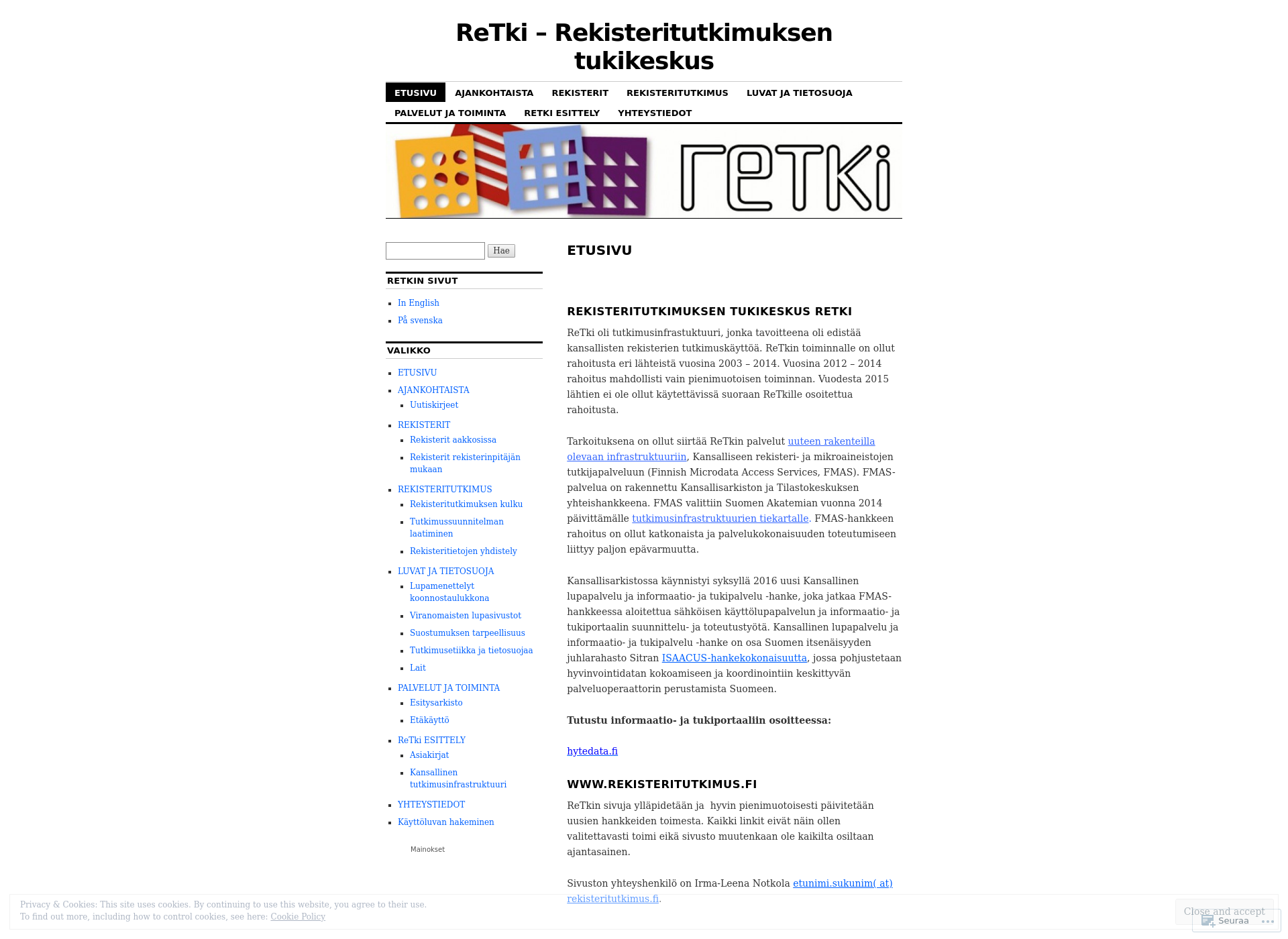 Screenshot for rekisteritutkimus.fi