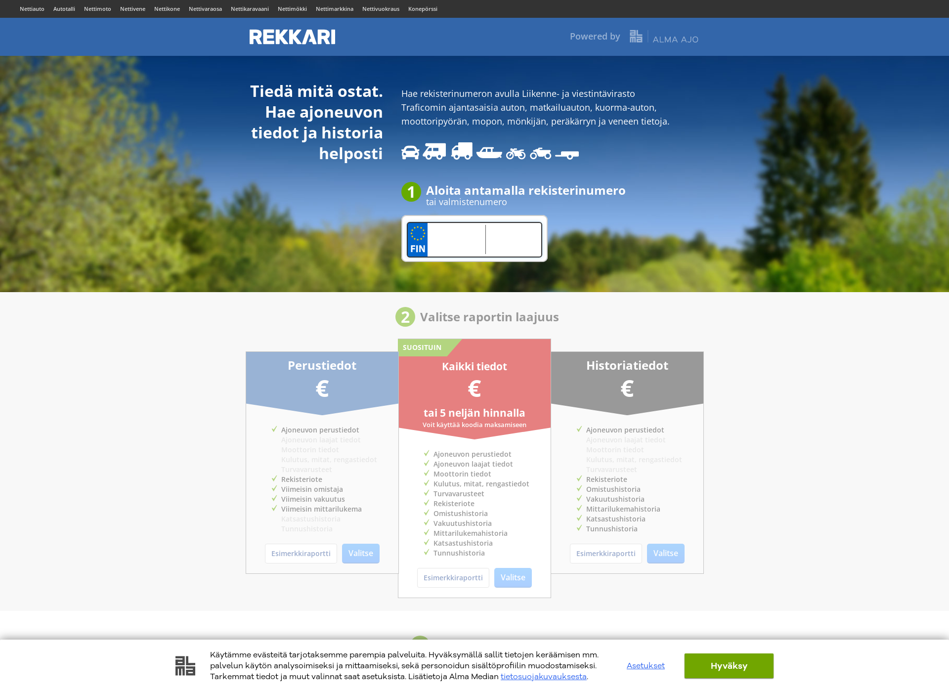Screenshot for rekkari.fi