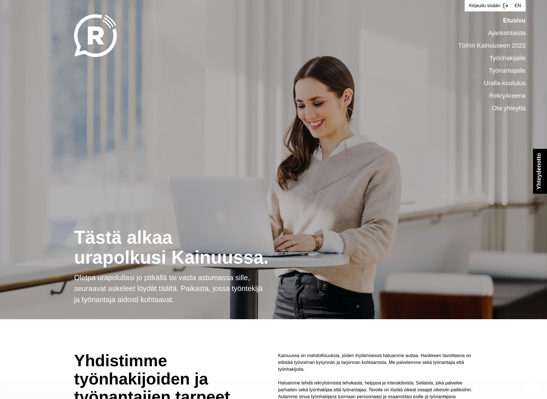 Skärmdump för rekrykainuu.fi