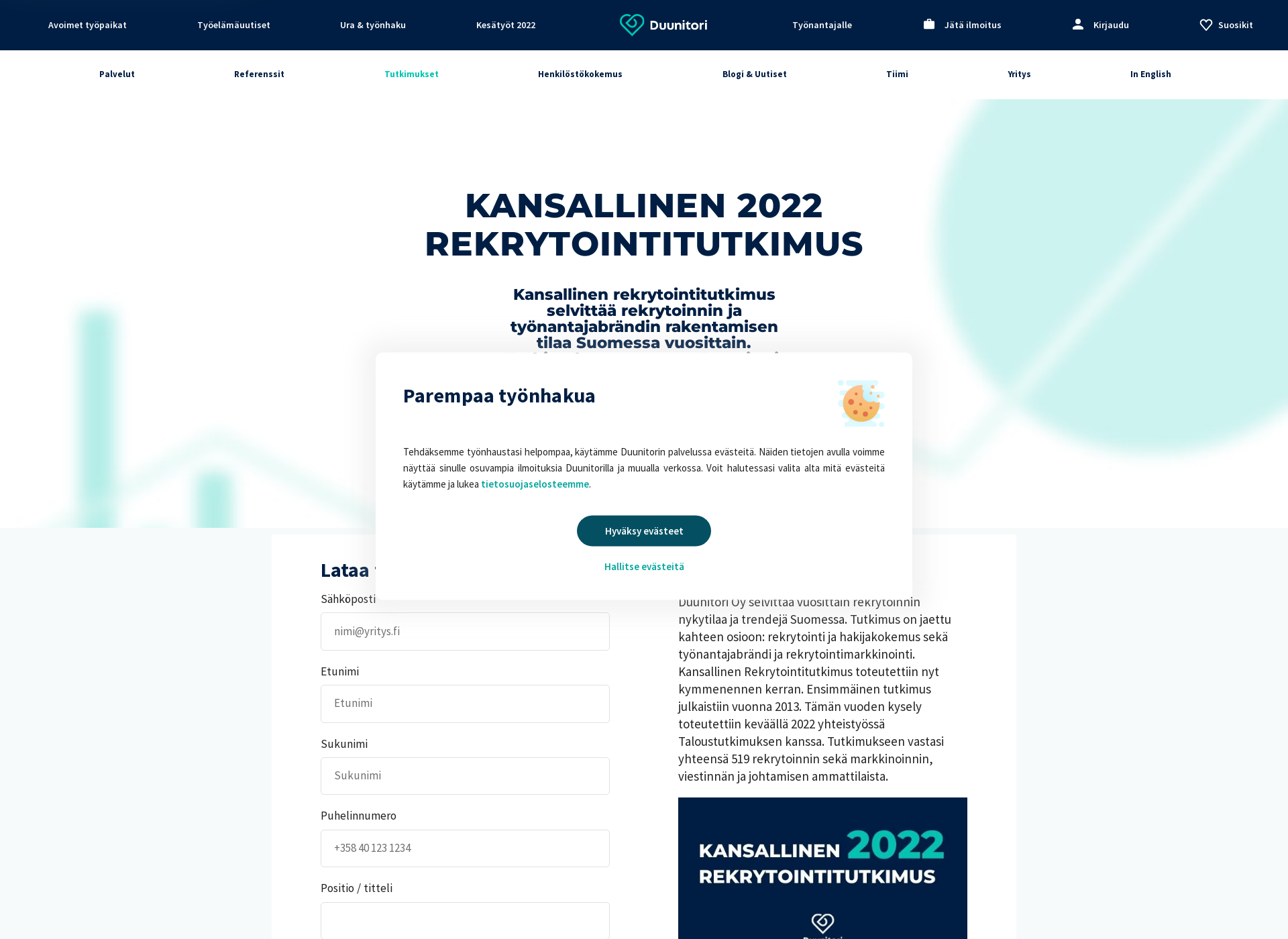 Screenshot for rekrytointitutkimus.fi