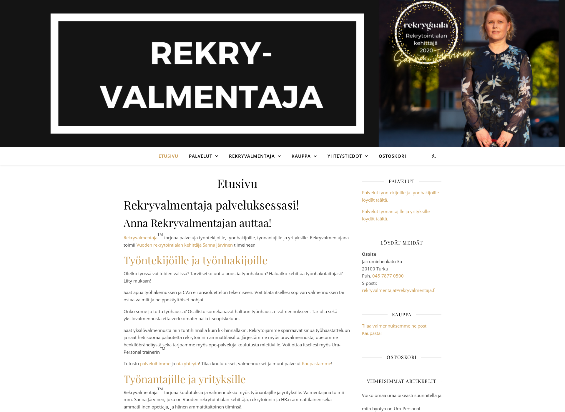 Screenshot for rekryvalmentaja.fi