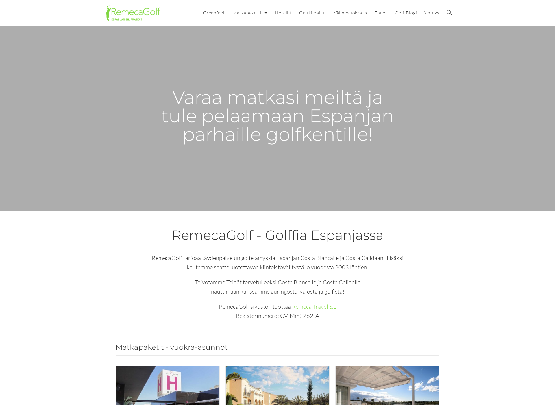 Skärmdump för remecagolf.fi