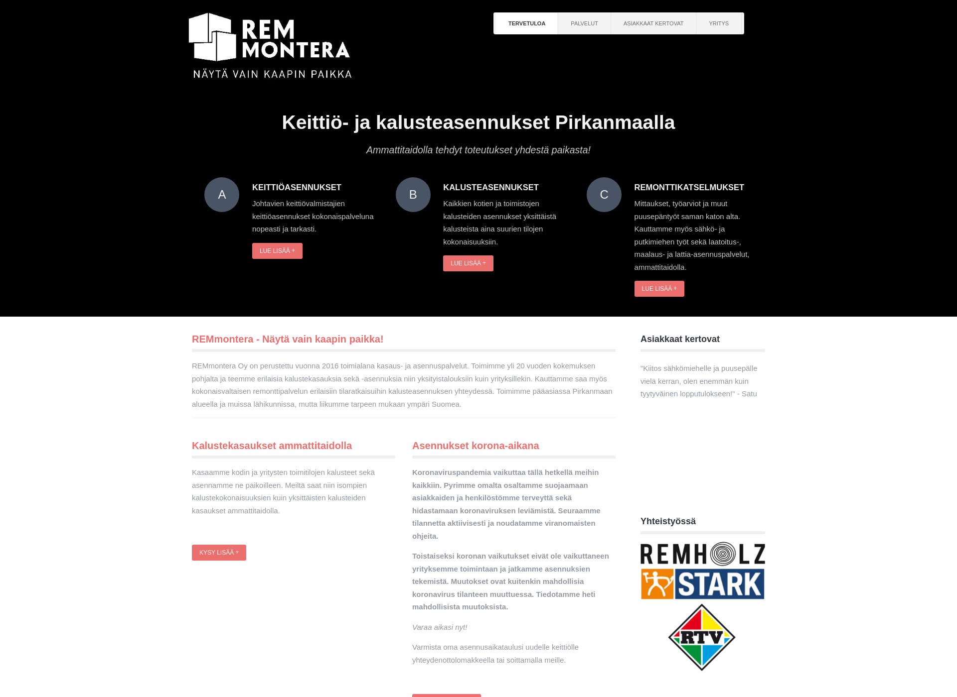 Skärmdump för remmontera.fi