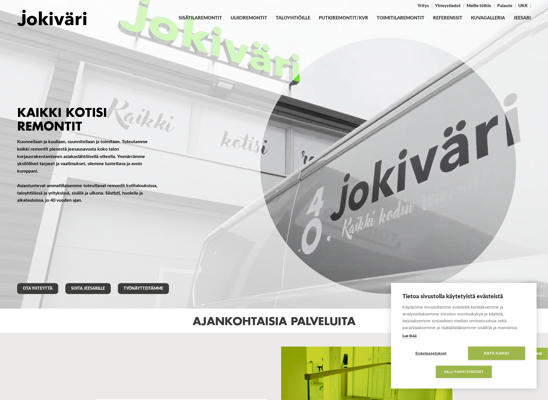 Skärmdump för remonttimestarit.fi