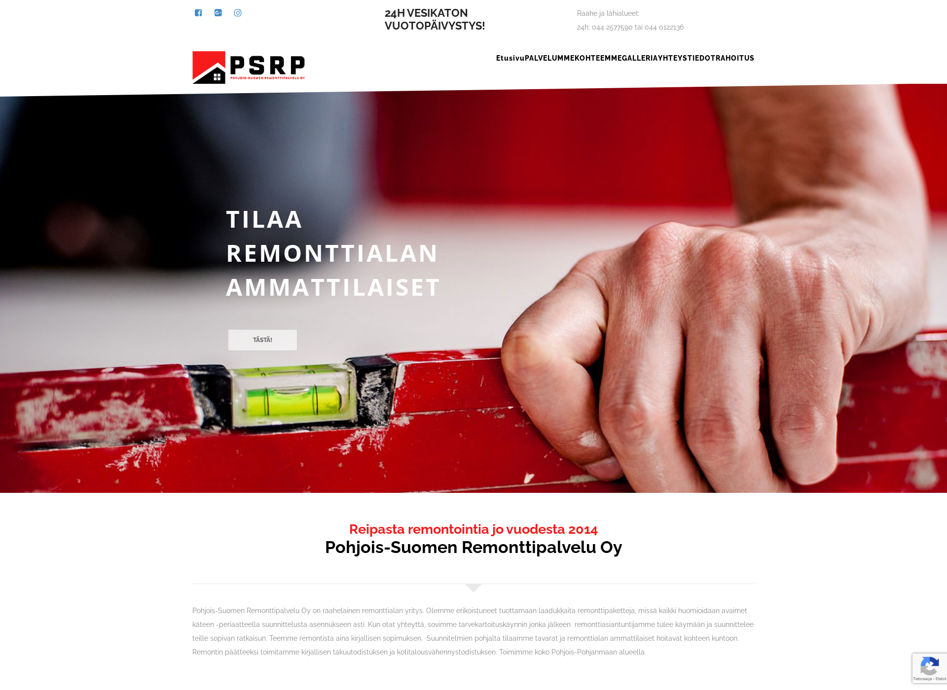 Skärmdump för remonttipalvelua.fi
