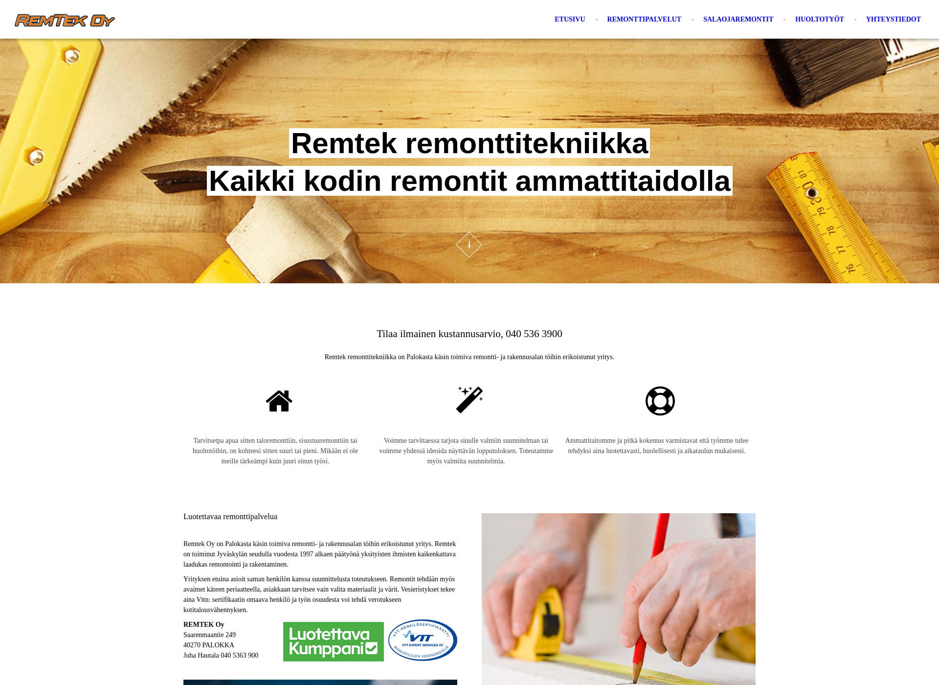 Skärmdump för remtek.fi
