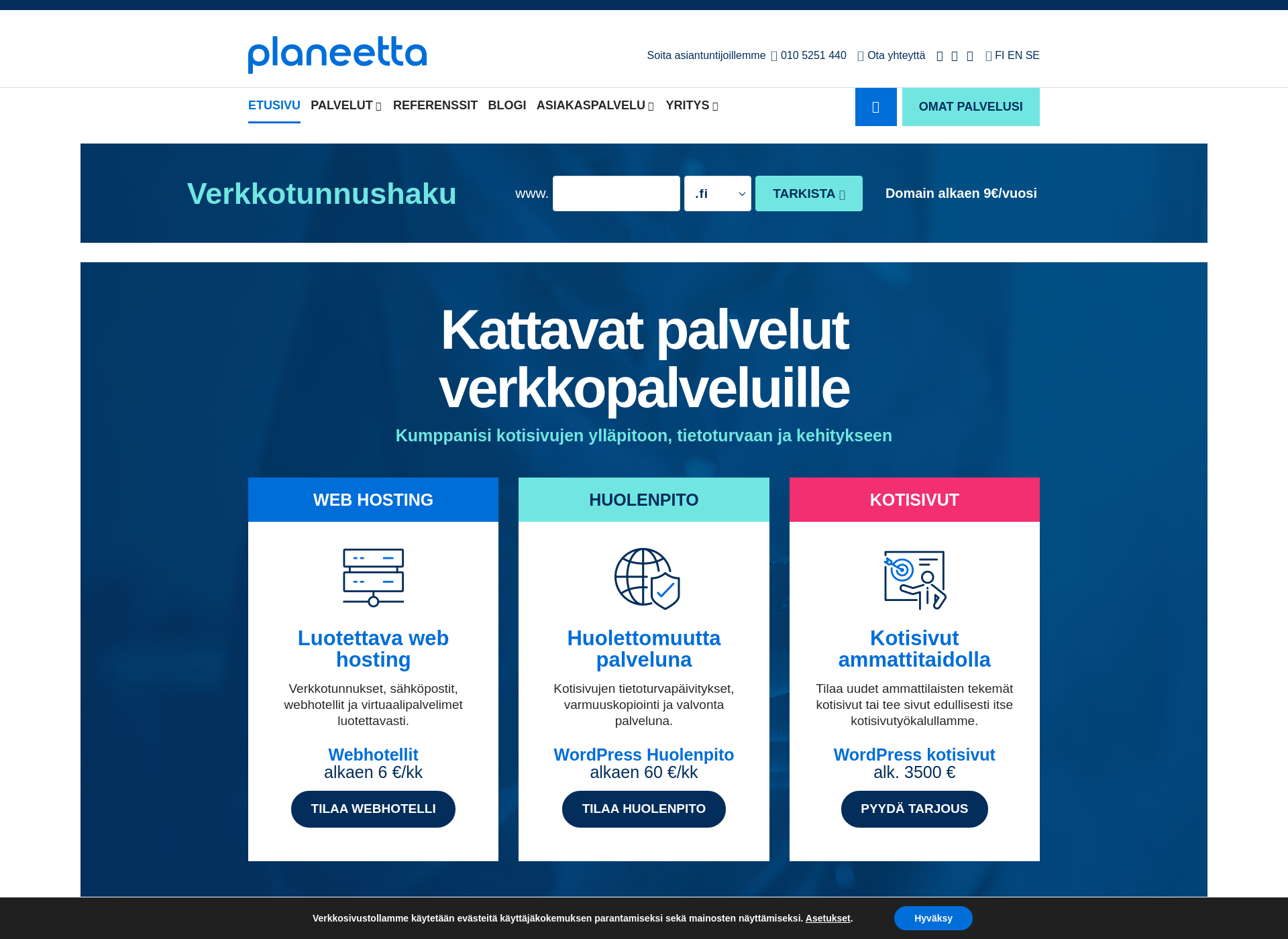 Skärmdump för rentoryhti.fi