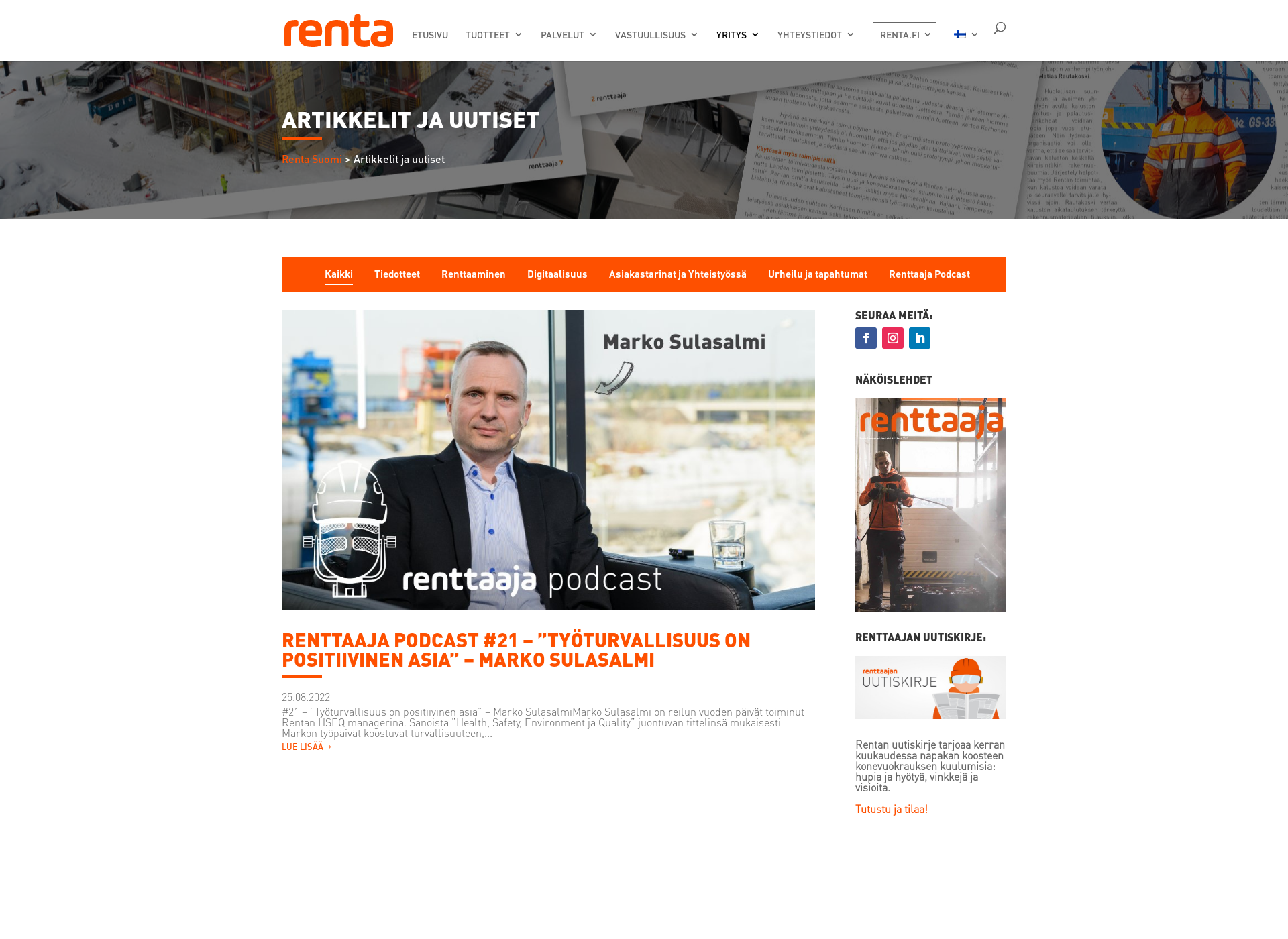 Screenshot for renttaaja.fi