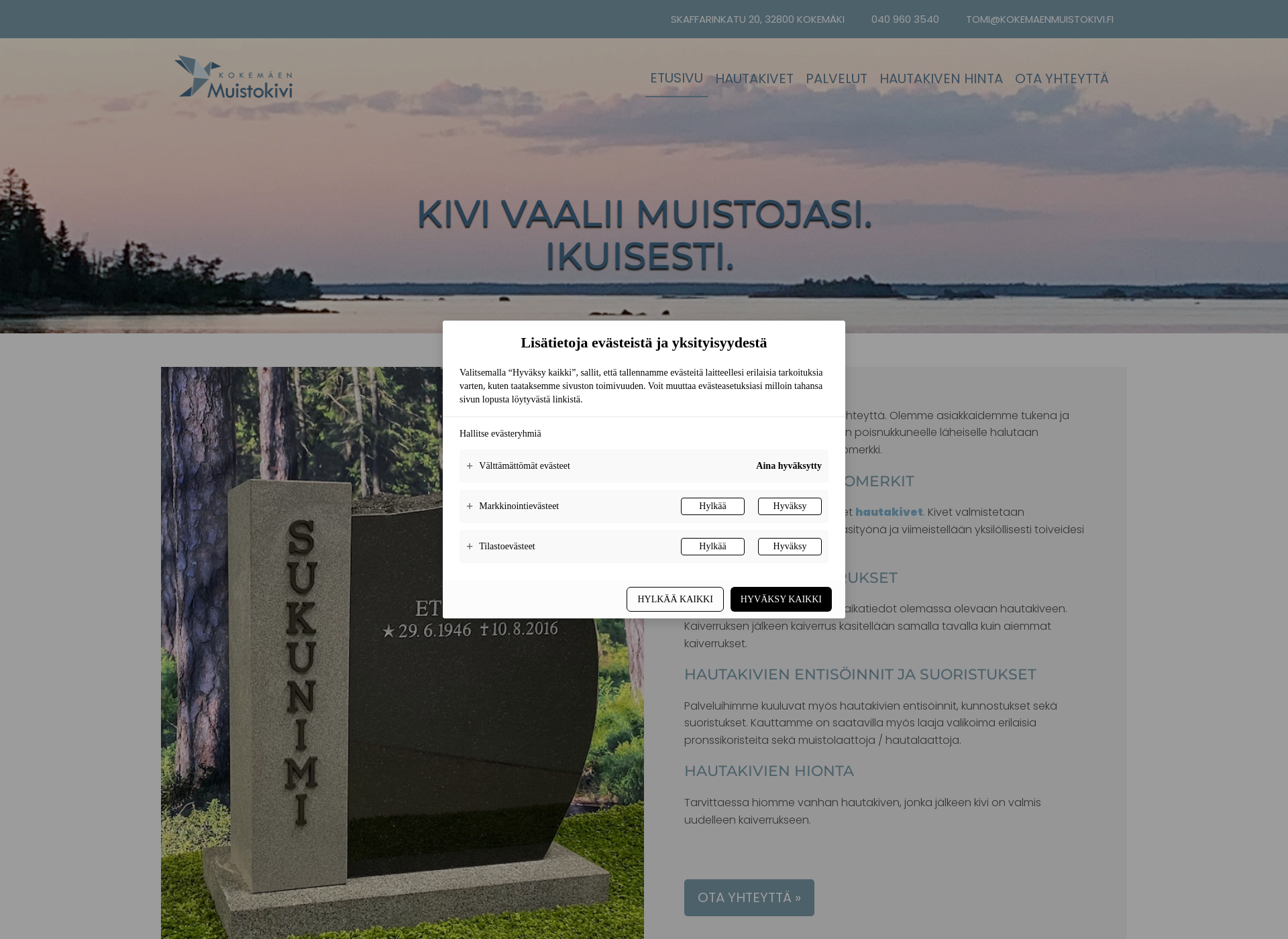 Screenshot for reposaarenmuistokivi.fi